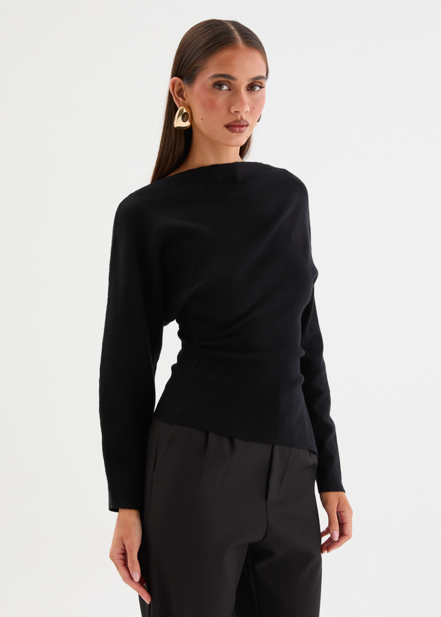 Willowly One Shoulder Knit Top - Black
