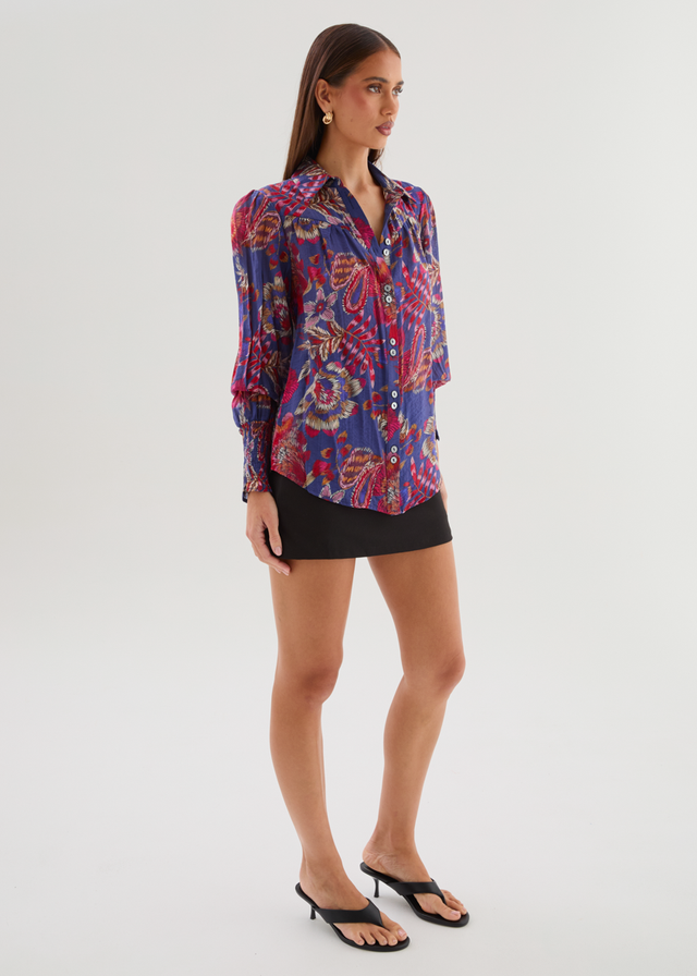 Natarsha Blouse - Blue Native