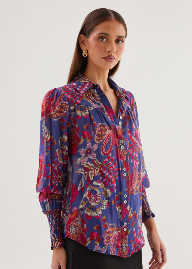 Natarsha Blouse - Blue Native