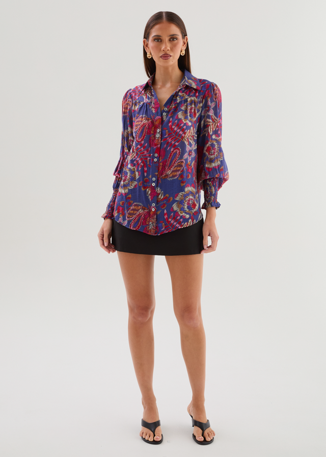 Natarsha Blouse - Blue Native