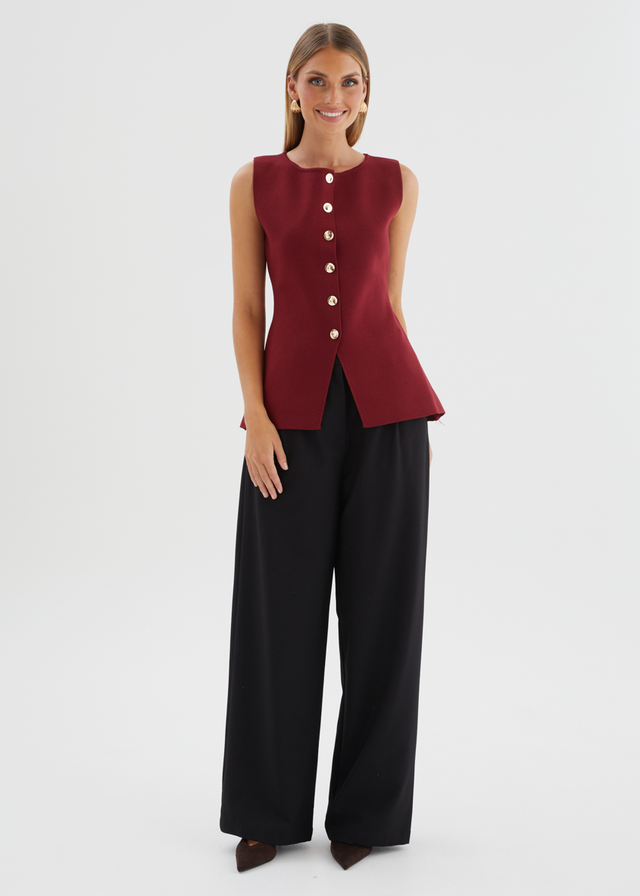 Tristy Knit Vest - Merlot