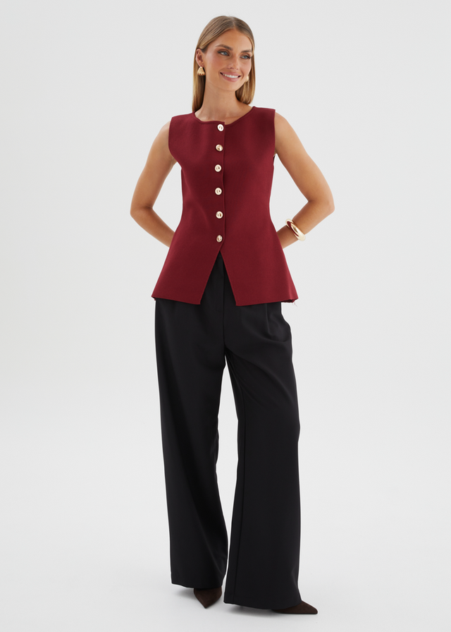 Tristy Knit Vest - Merlot