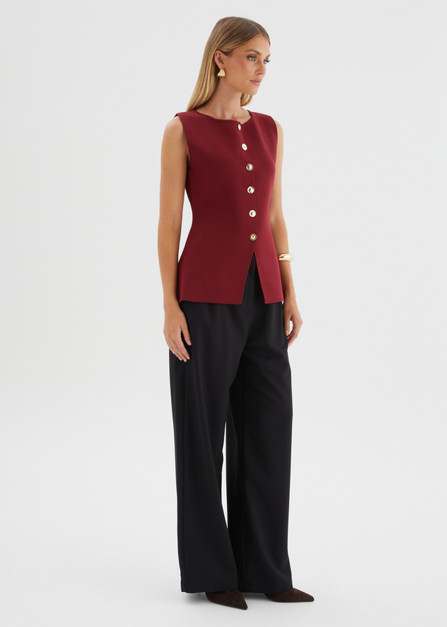 Tristy Knit Vest - Merlot