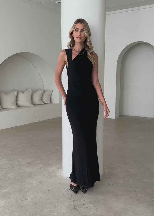 Karolina Mesh Maxi Dress - Black