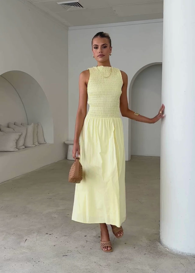 Brixton Midi Dress - Lemon