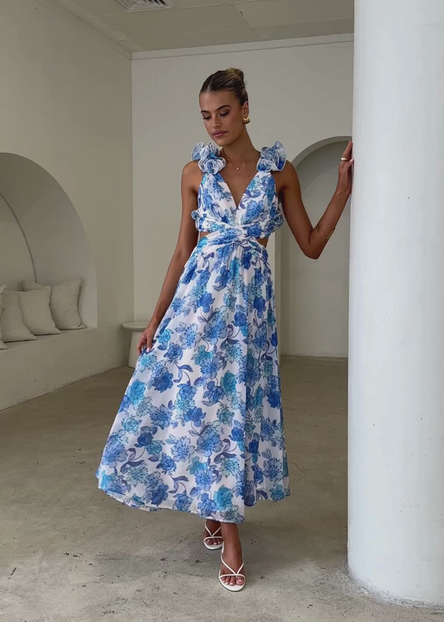 Elba Maxi Dress - Blue Floral