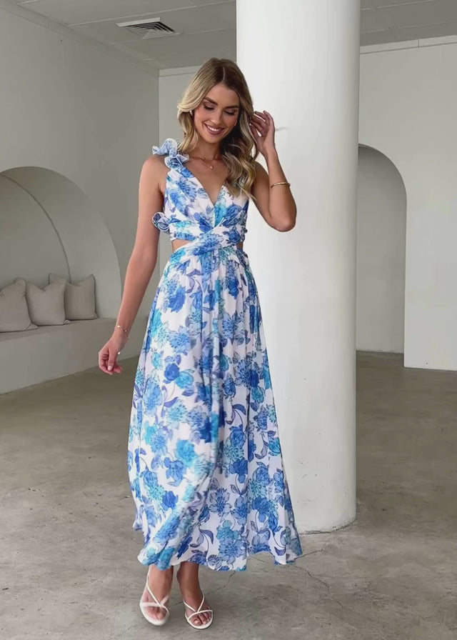 Elba Maxi Dress - Blue Floral