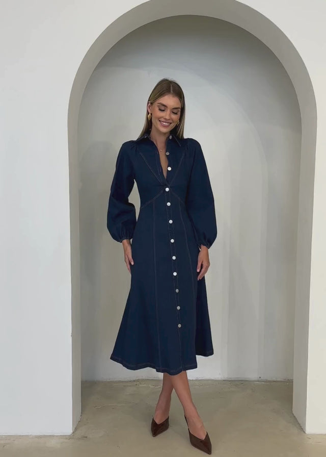 Cooper Denim Midi Dress - Indigo