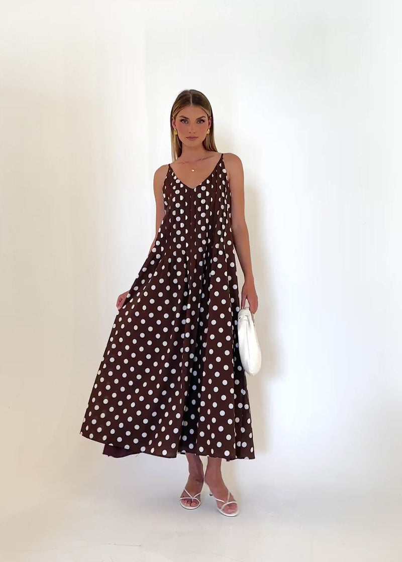 gingham and heels brown dress Latiana Maxi Dress