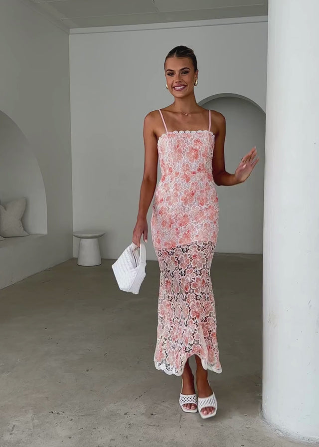 Libra Maxi Dress - Peach Floral