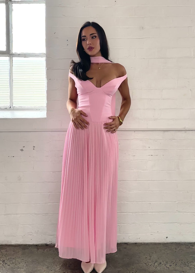 Niah Off Shoulder Maxi Dress - Pink – Gingham & Heels