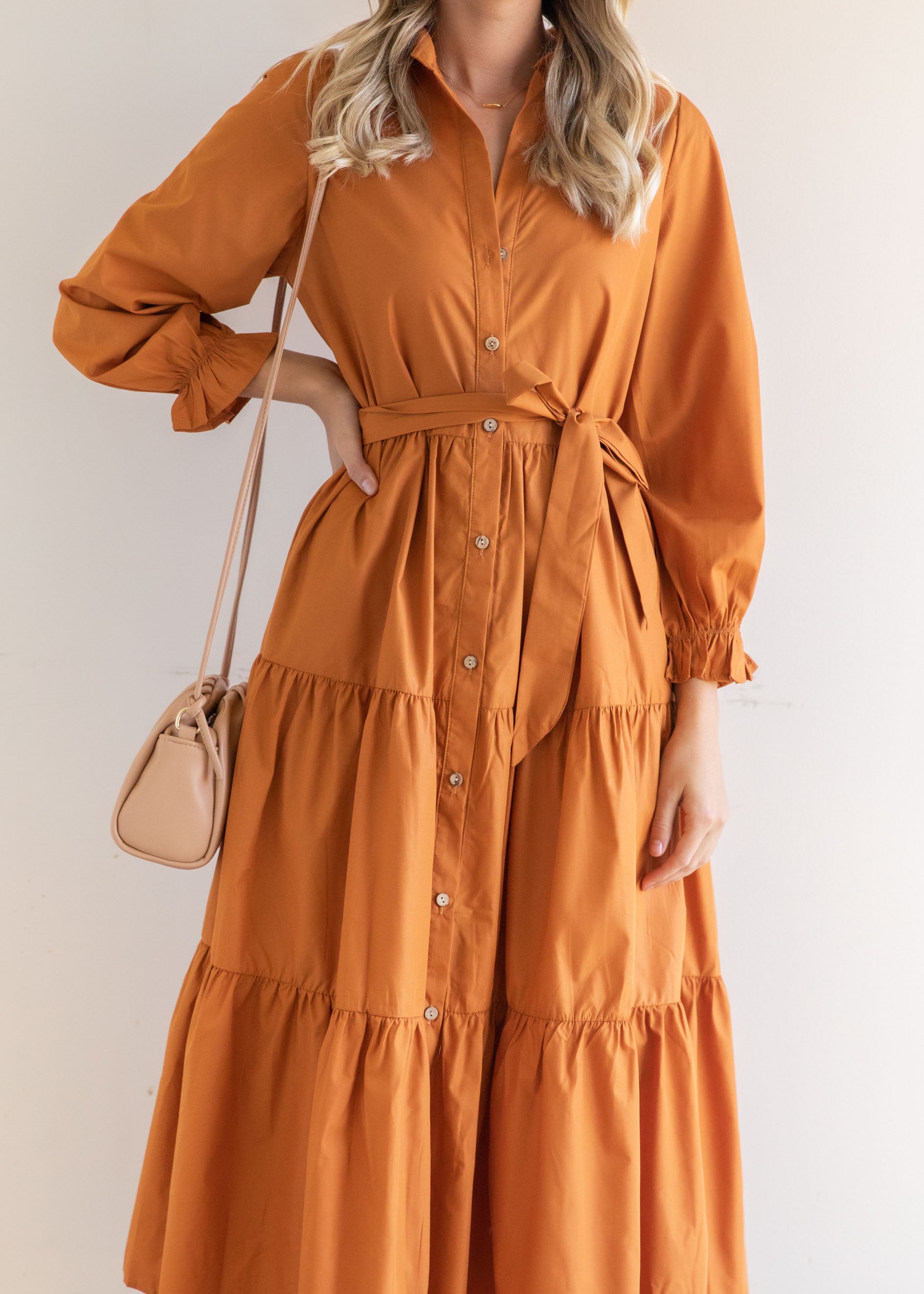 Pamelia Midi Dress - Rust