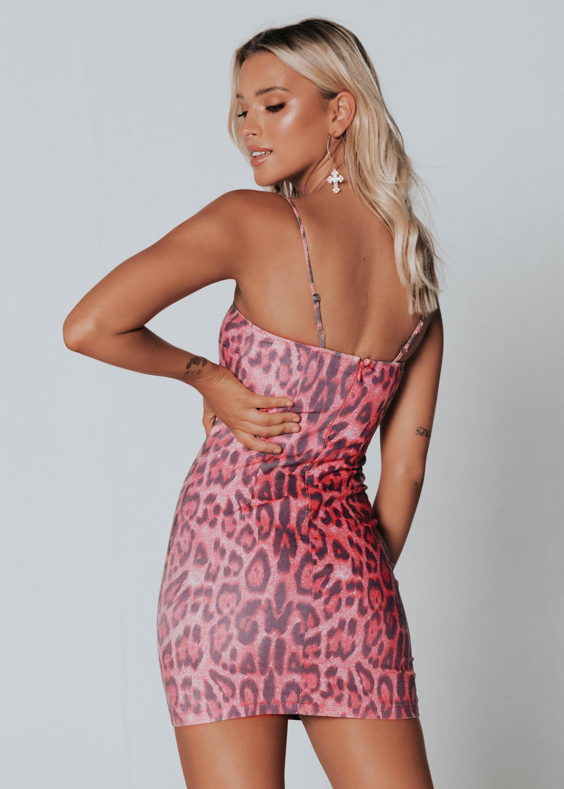 Drive Me Wild Mini Dress - Pink Leopard