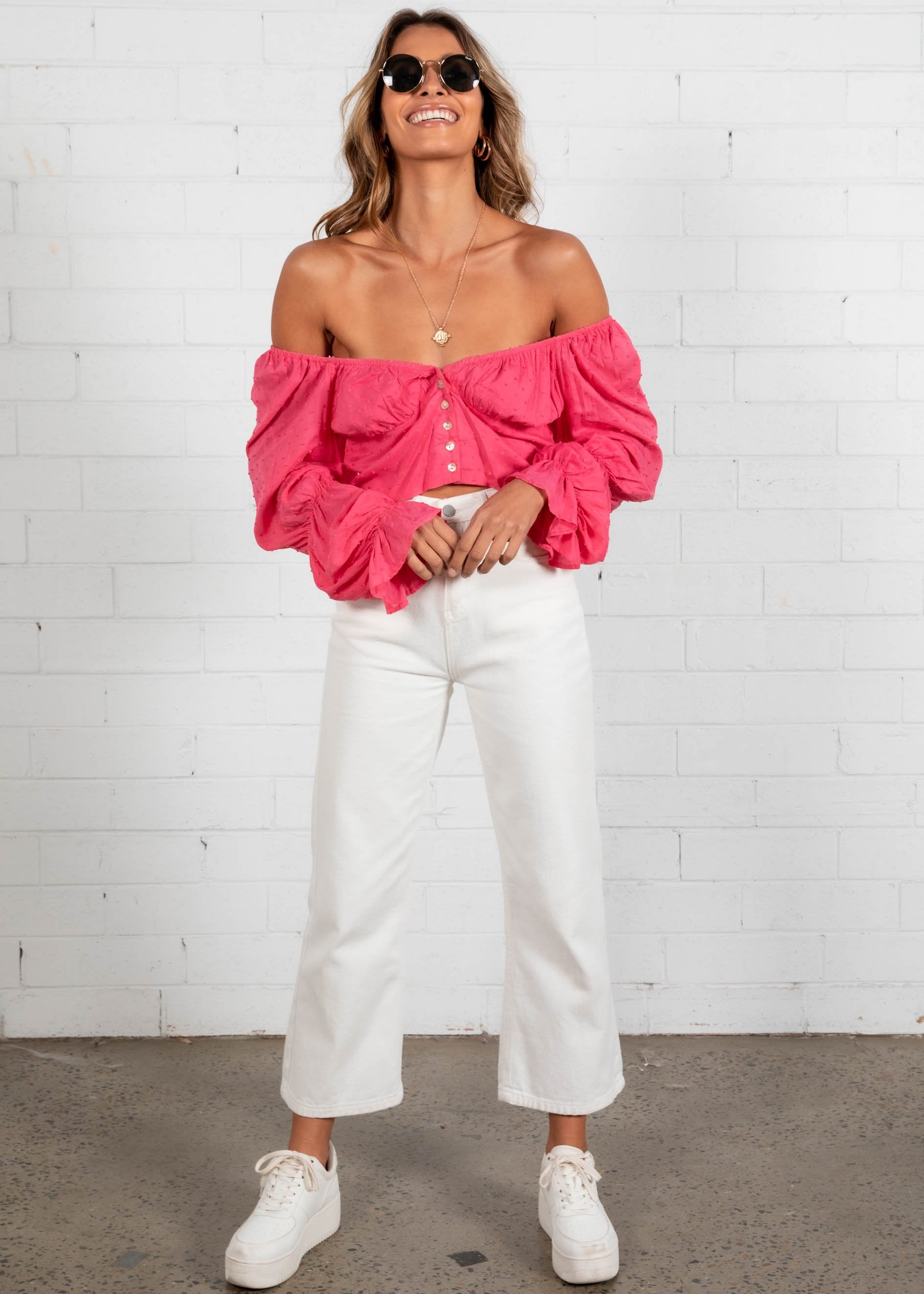 Belle Cropped Blouse - Pink