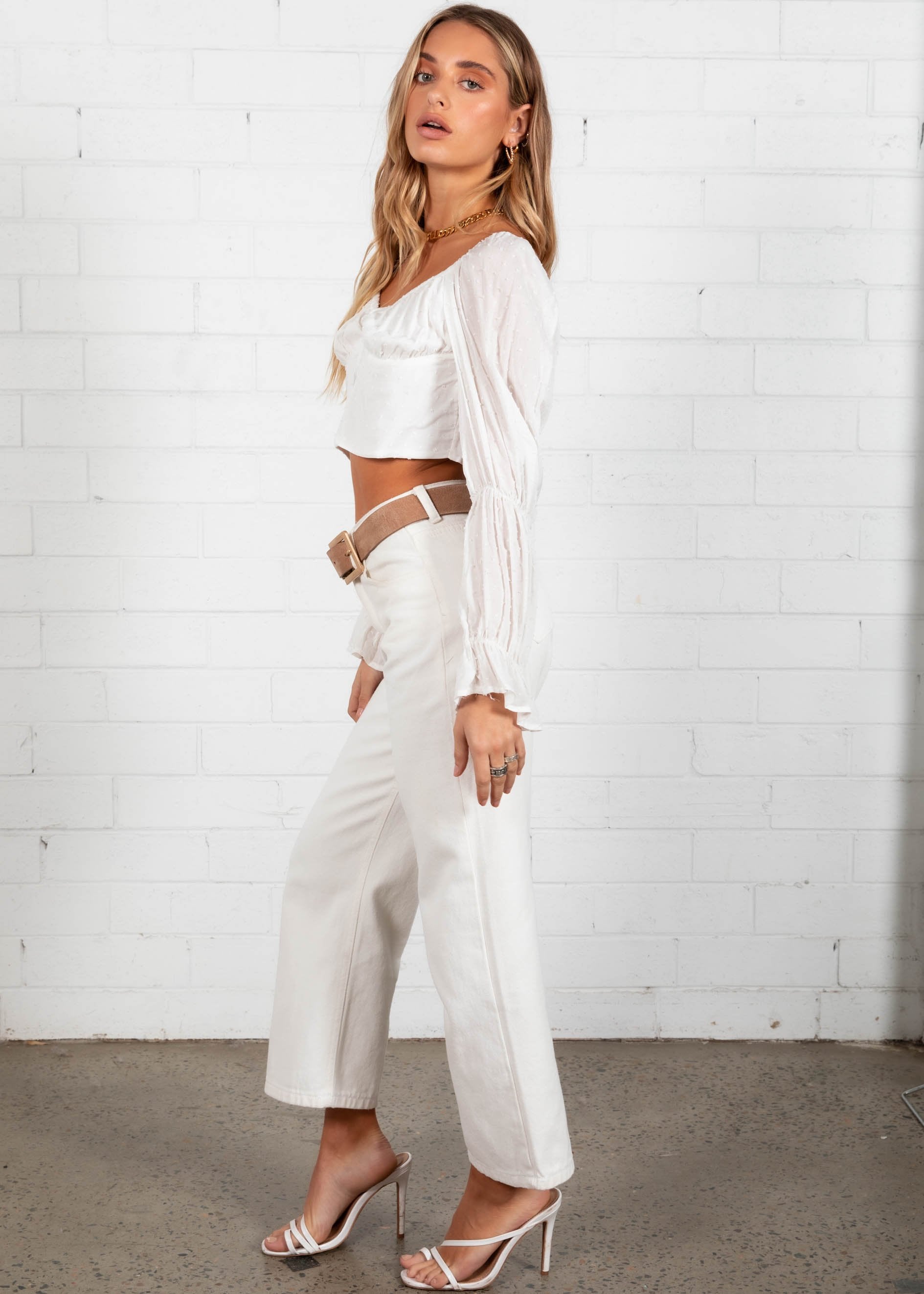 Belle Cropped Blouse - White