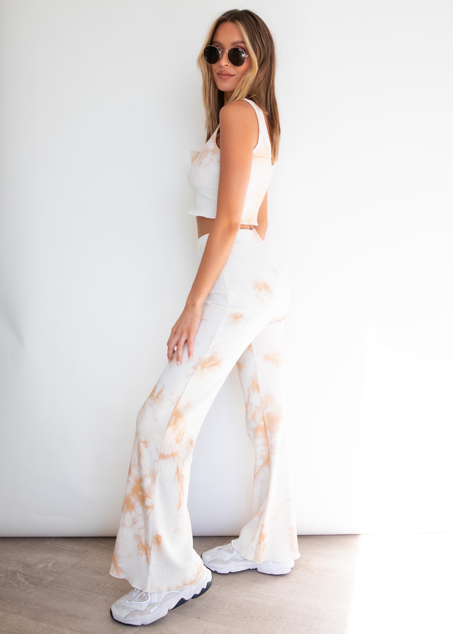 Beach Riot | Pants & Jumpsuits | Beach Riot X Revolve Naya Flare Pants Tie  Dye Ribbed Lounge Leggings | Poshmark