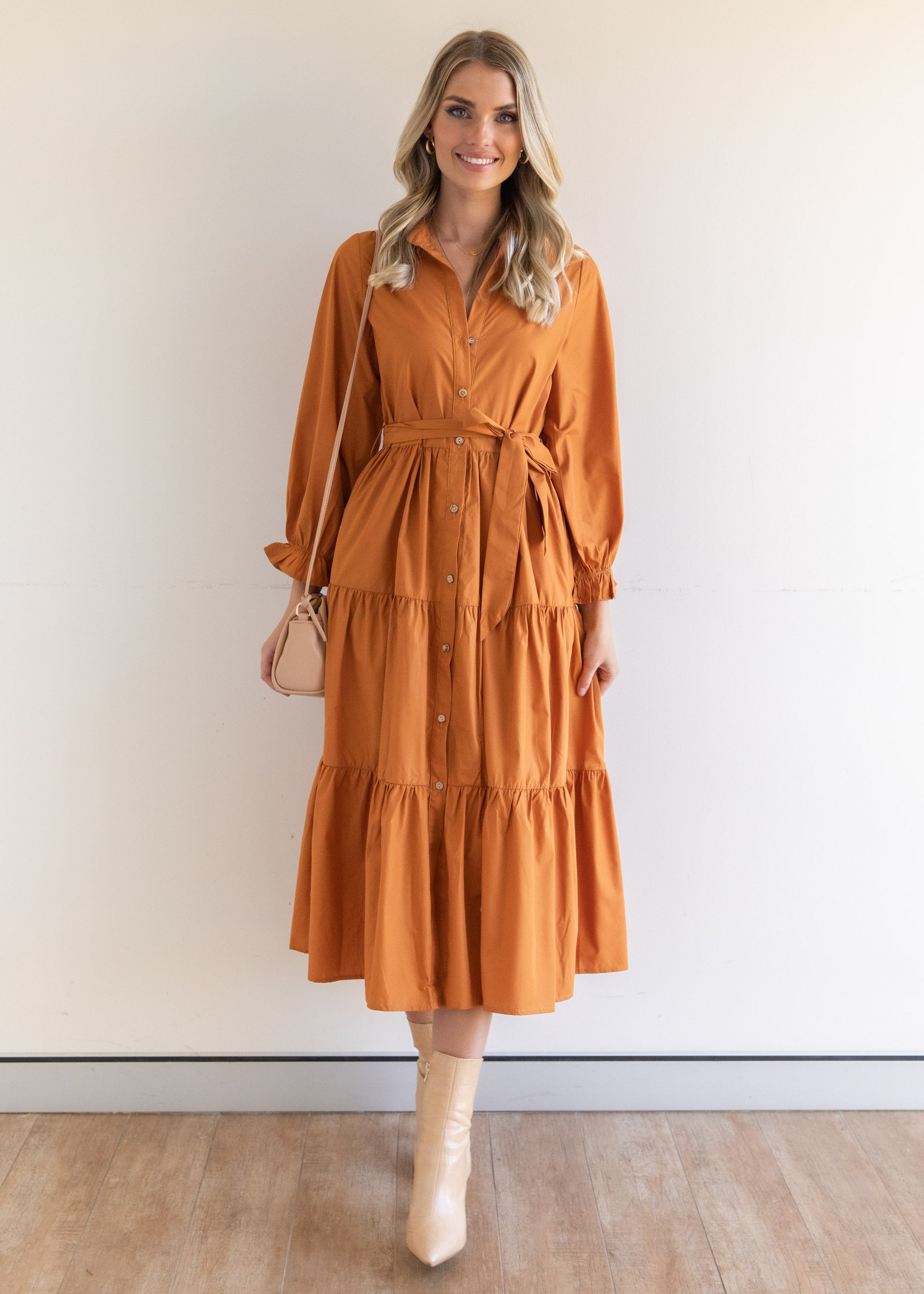 Pamelia Midi Dress - Rust