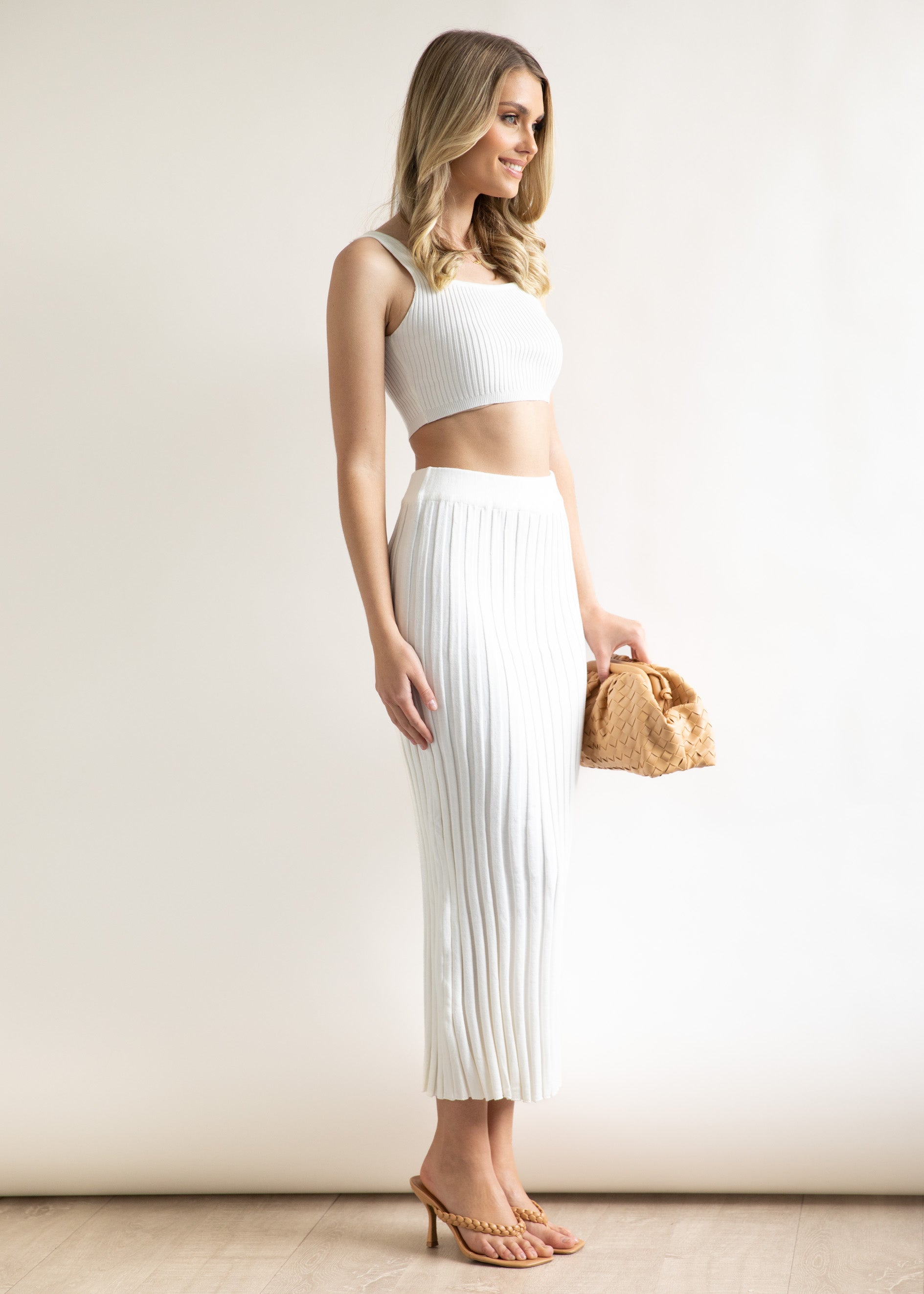 Passia Knit Midi Skirt - Off White