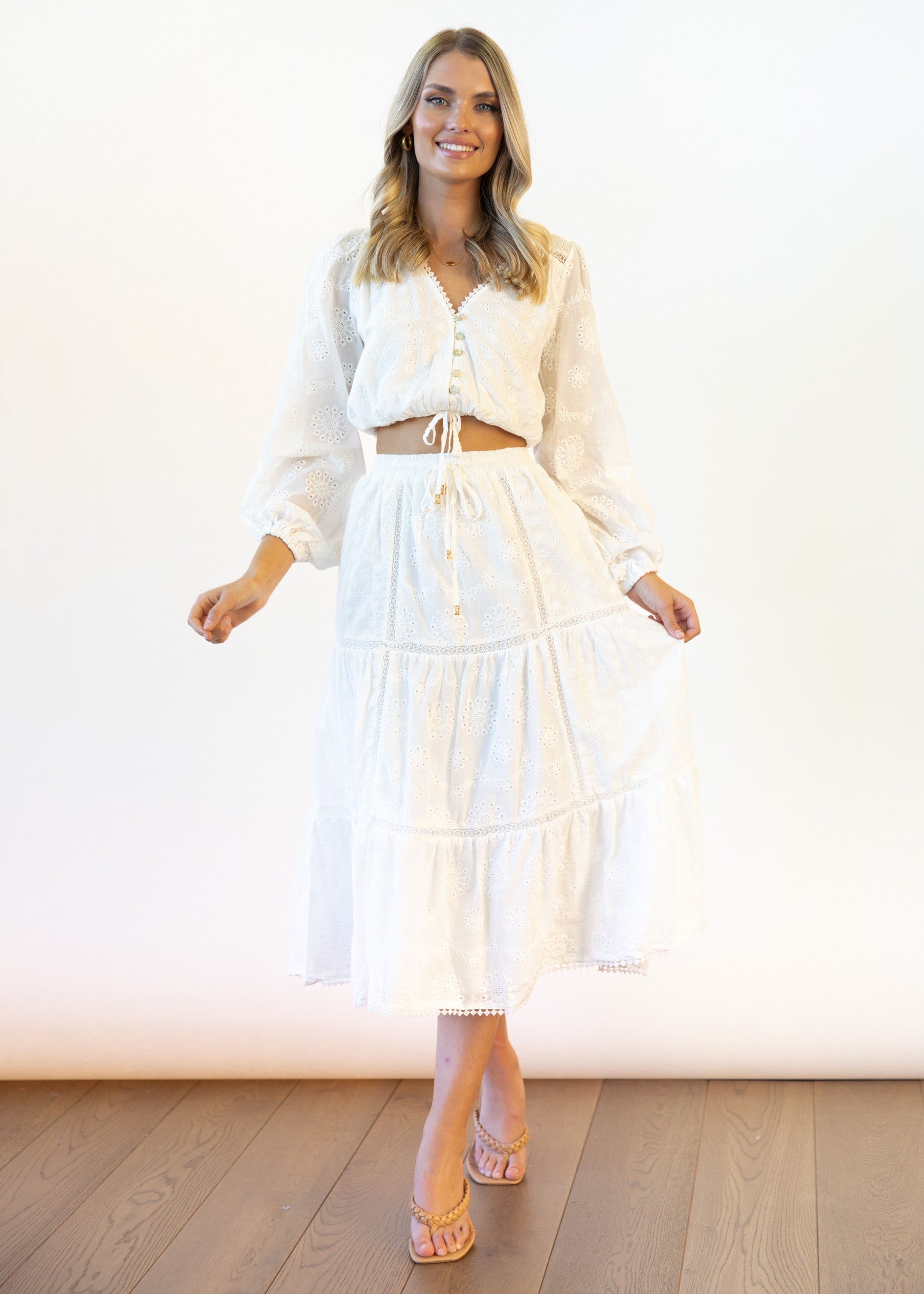 Emiley Midi Skirt - Off White