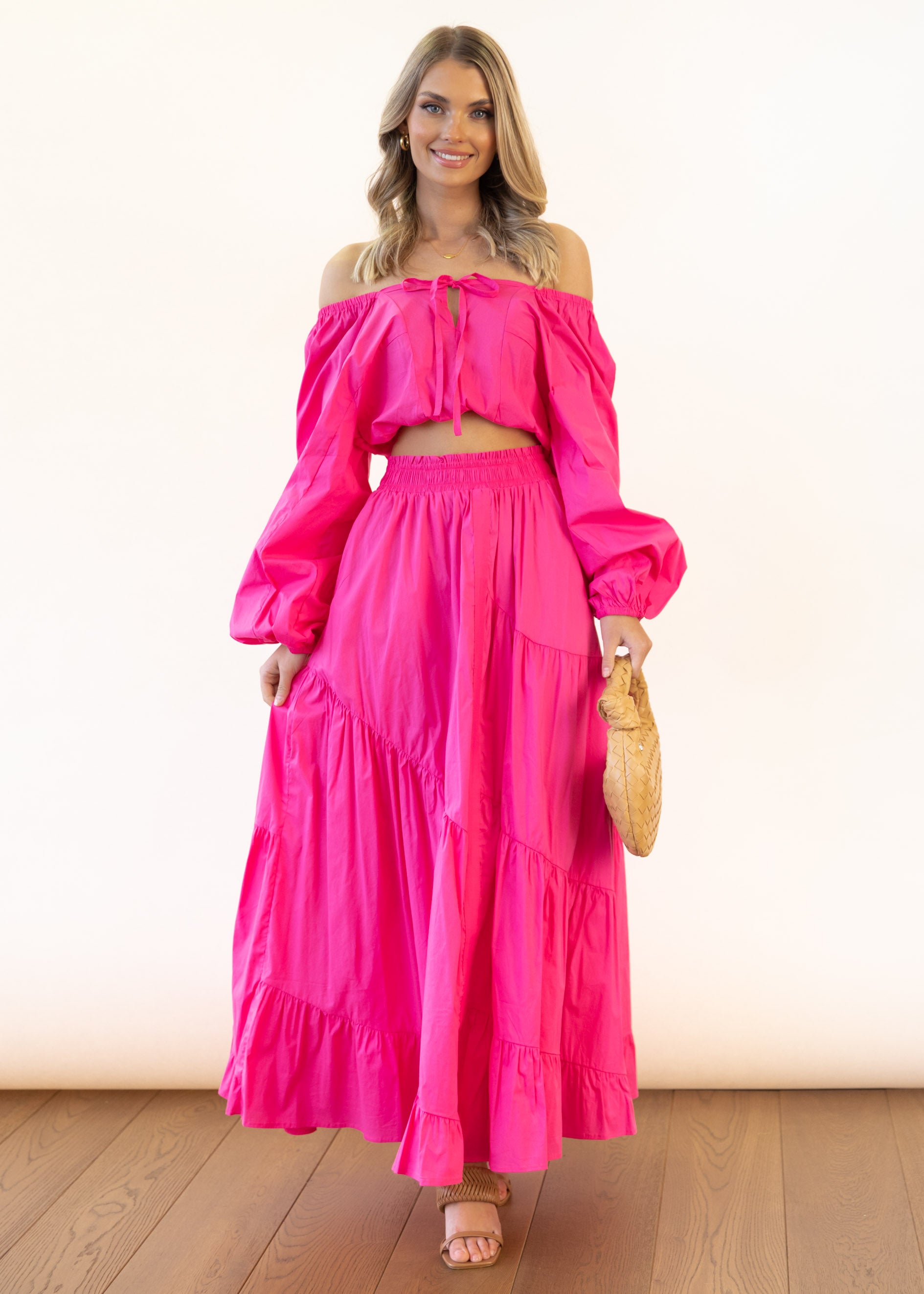 Gillia Midi Skirt - Hot pink