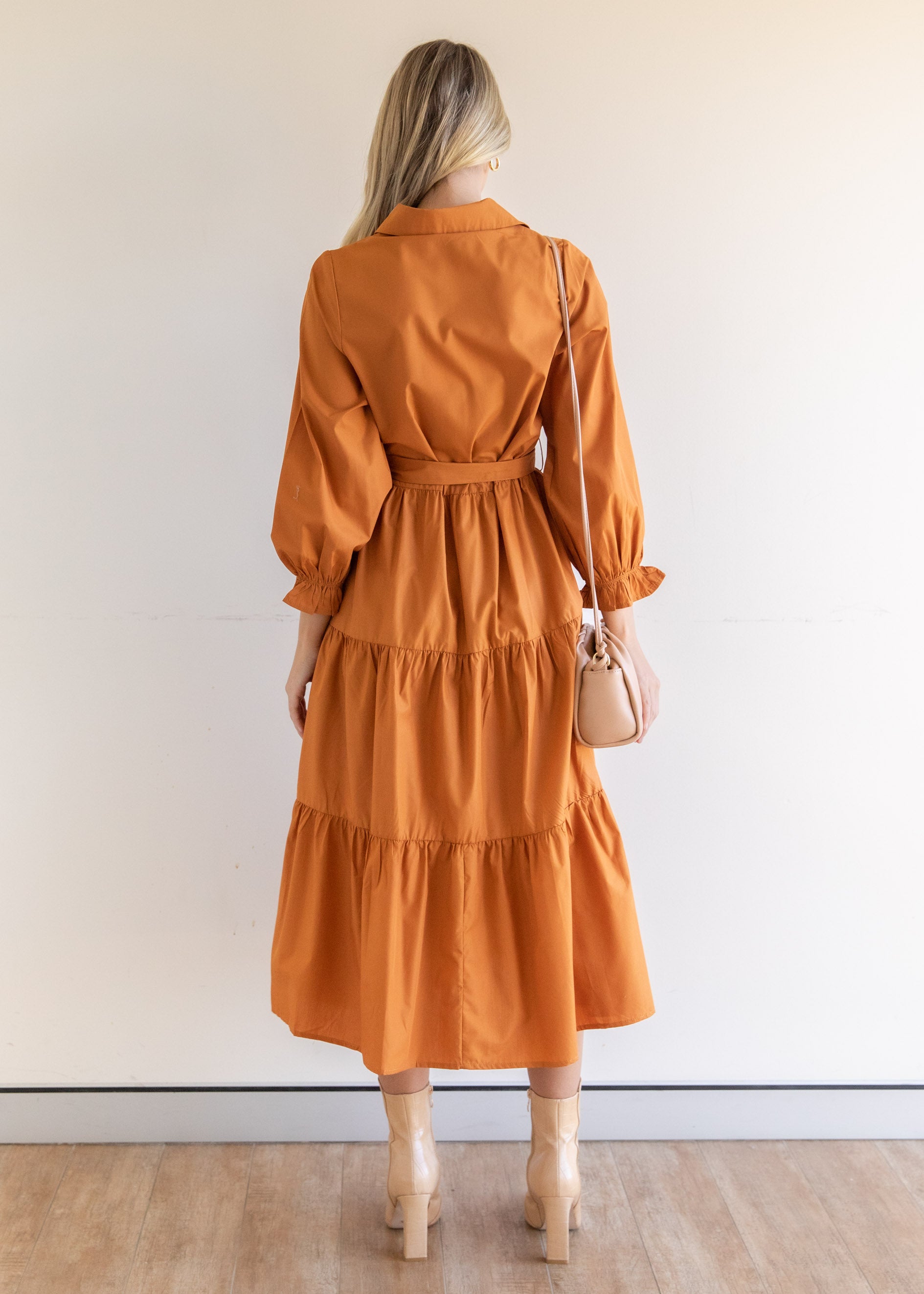 Pamelia Midi Dress - Rust