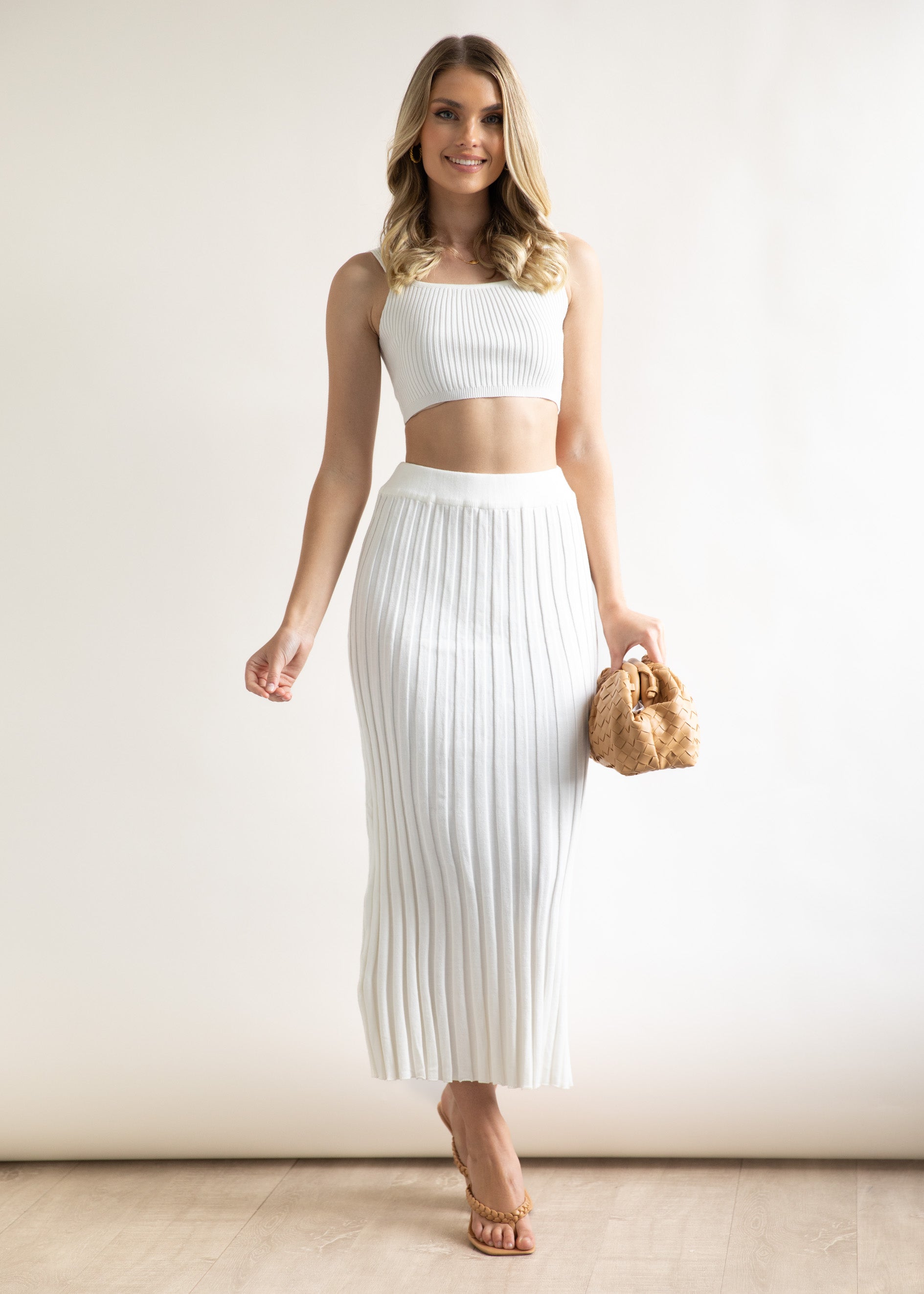 Passia Knit Midi Skirt - Off White