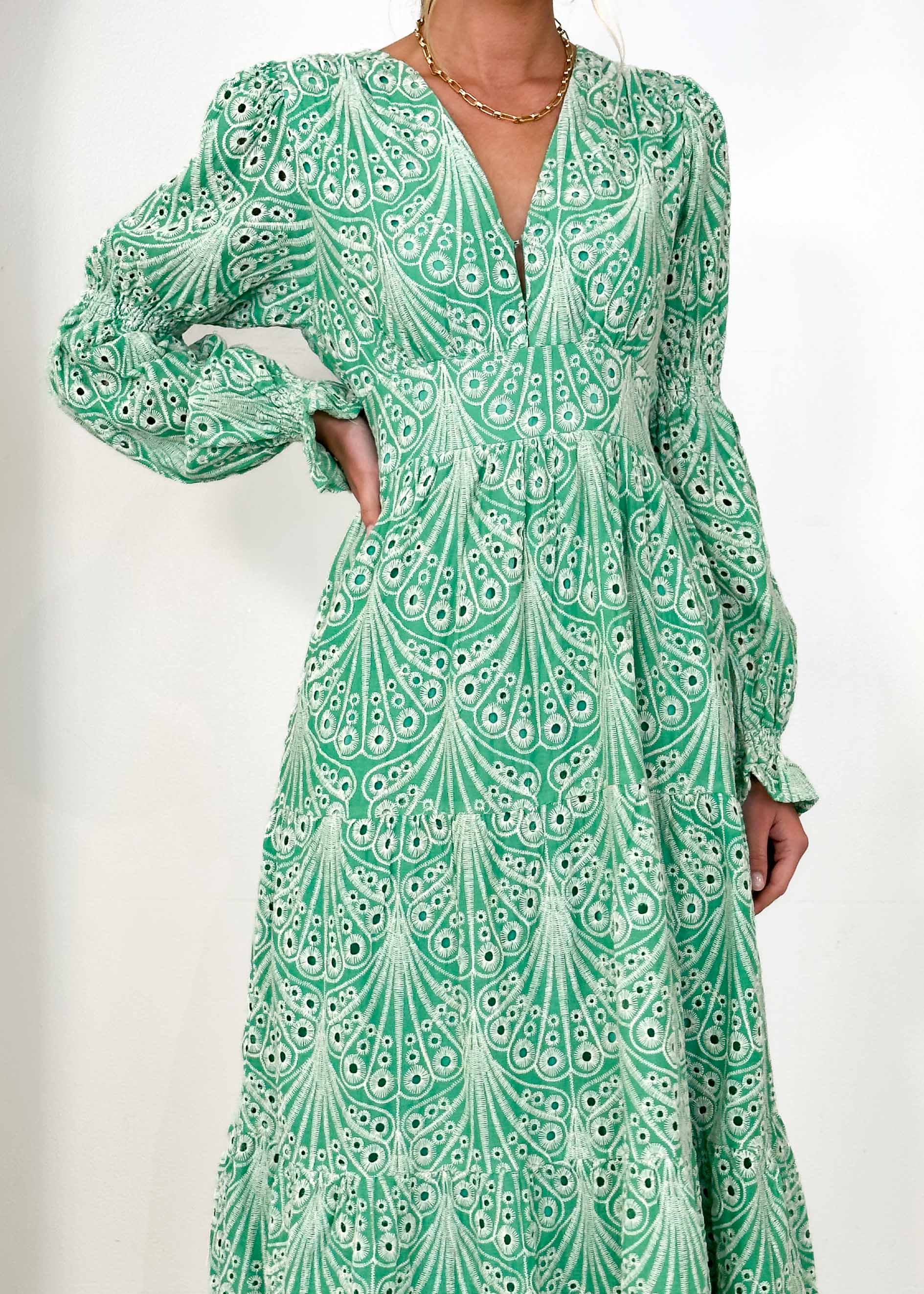 Shamrine Anglaise Maxi Dress - Green