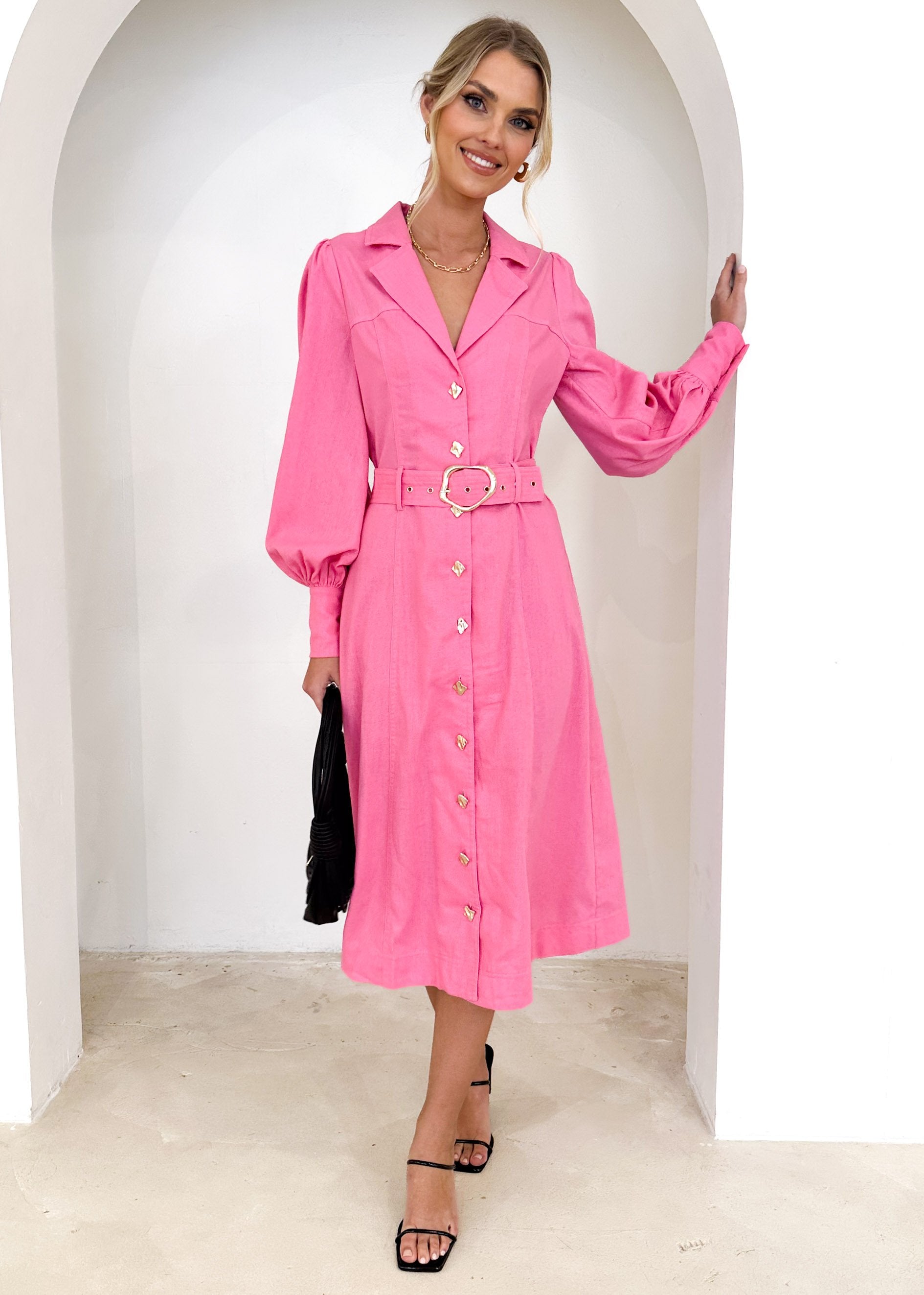 Rekiah Midi Dress - Hot Pink