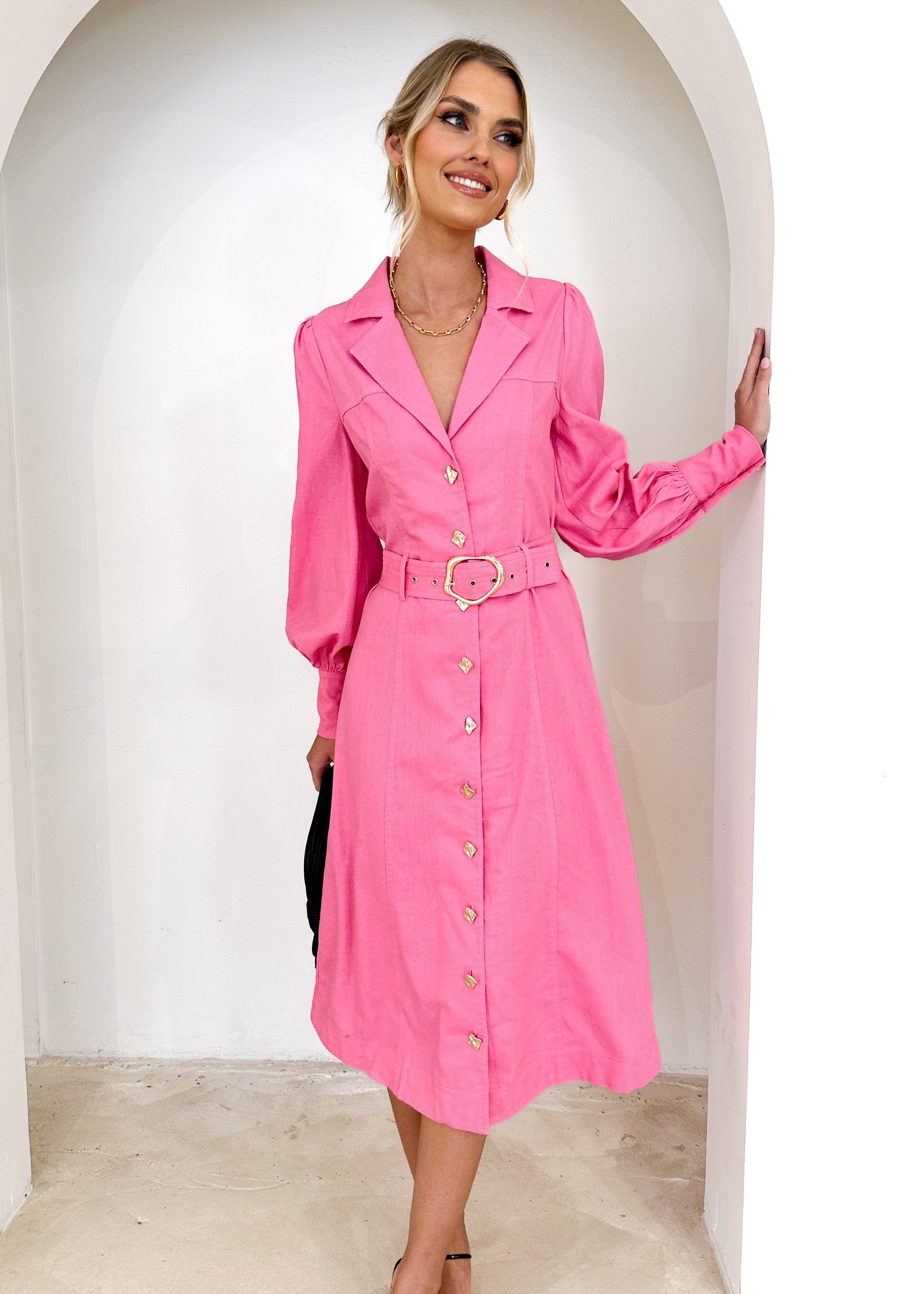 Rekiah Midi Dress - Hot Pink