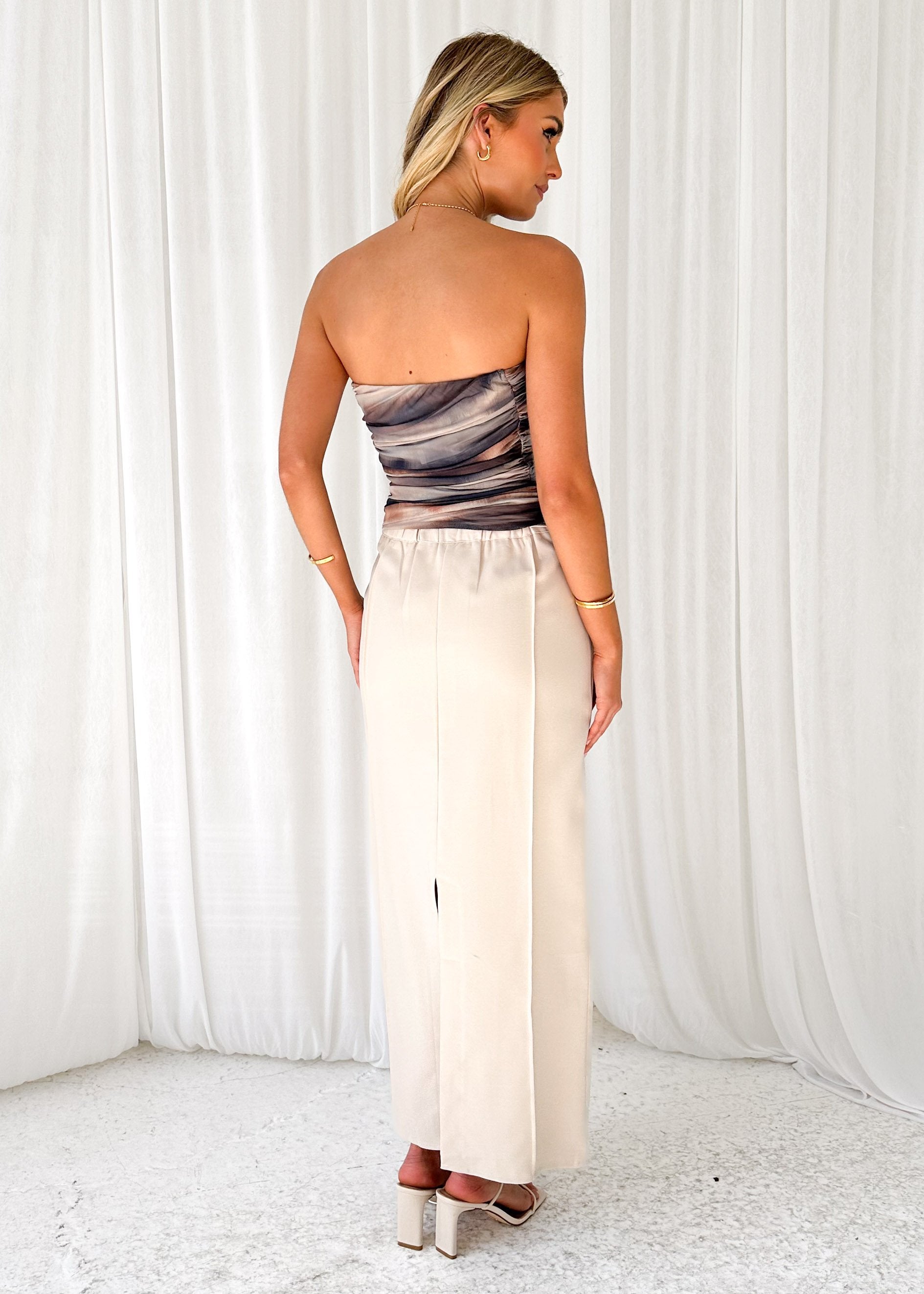 Rynlee Strapless Top  - Mocha Watercolour