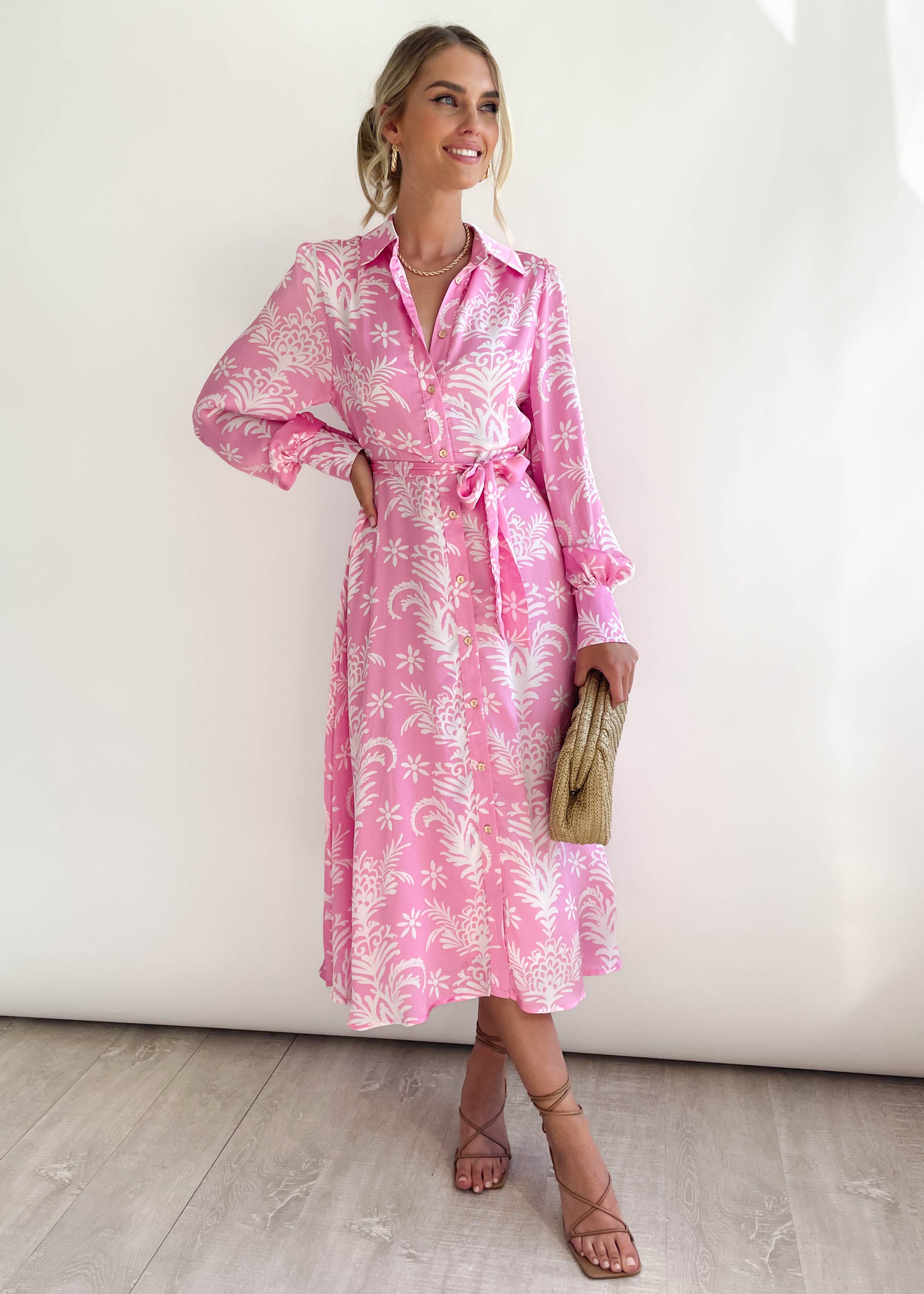 Indira Midi Dress - Pink Cabana