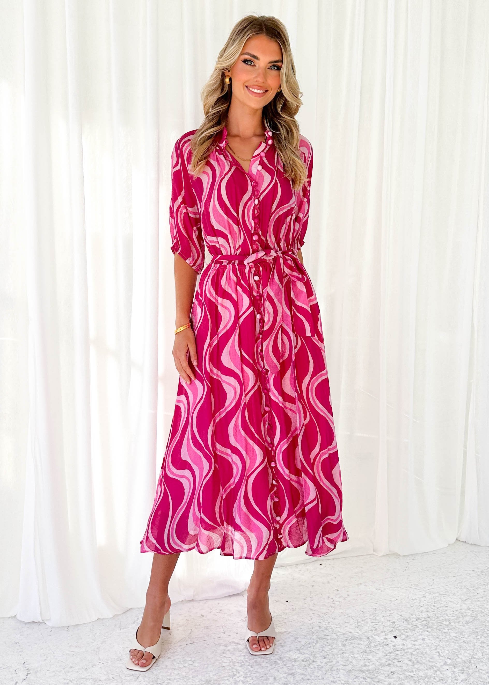 Riall Midi Dress - Pink Swirl