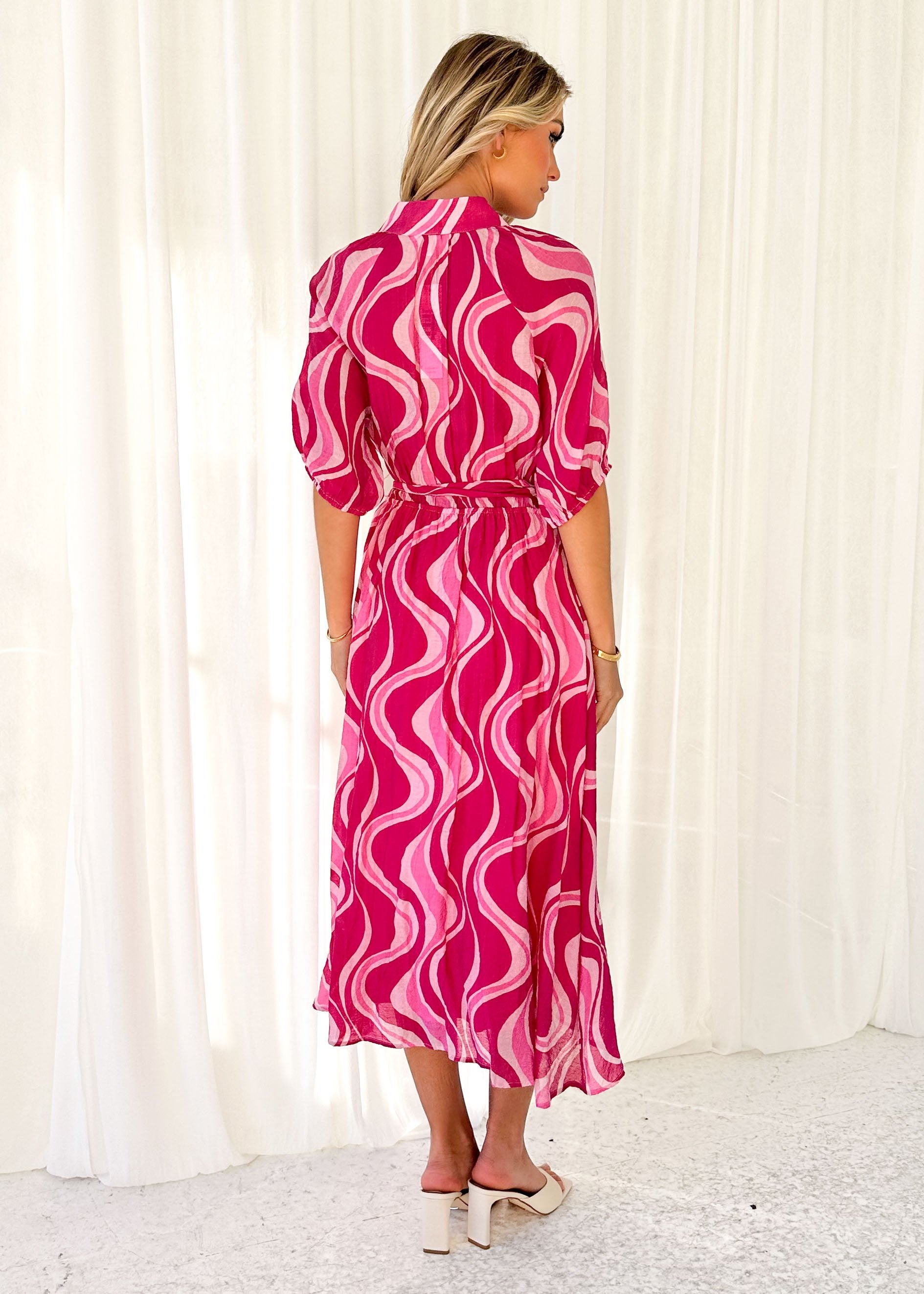 Riall Midi Dress - Pink Swirl