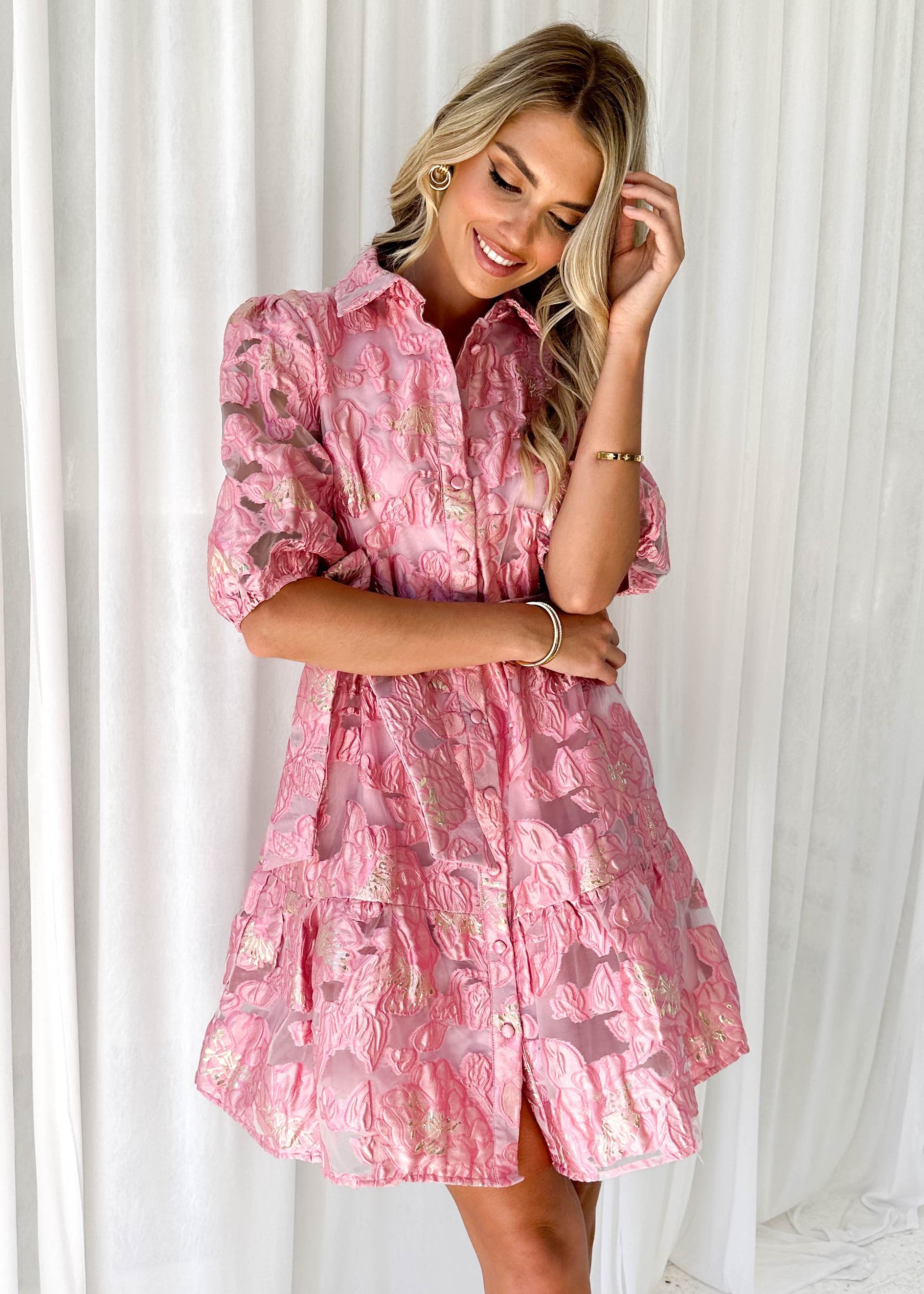 Glazer Dress - Candy Pink Jacquard