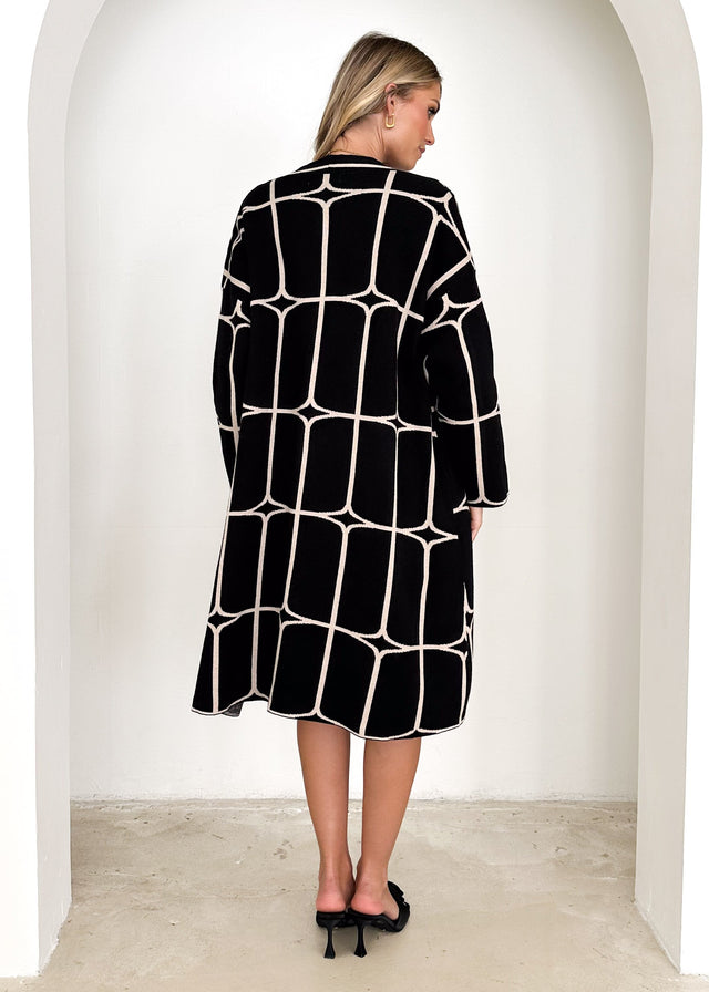 Xavor Knit Coat - Black Geo