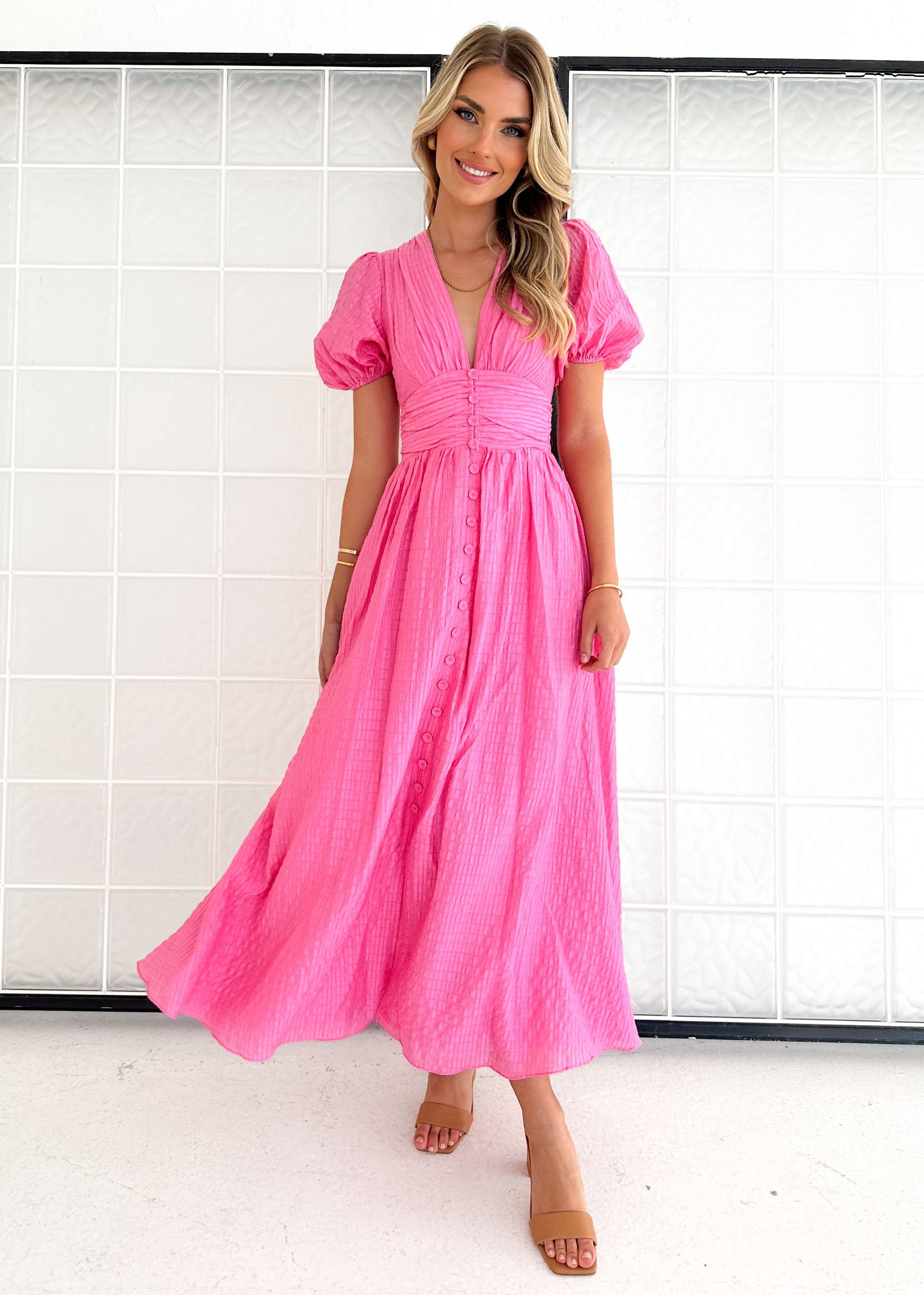 Dunning Midi Dress - Hot Pink
