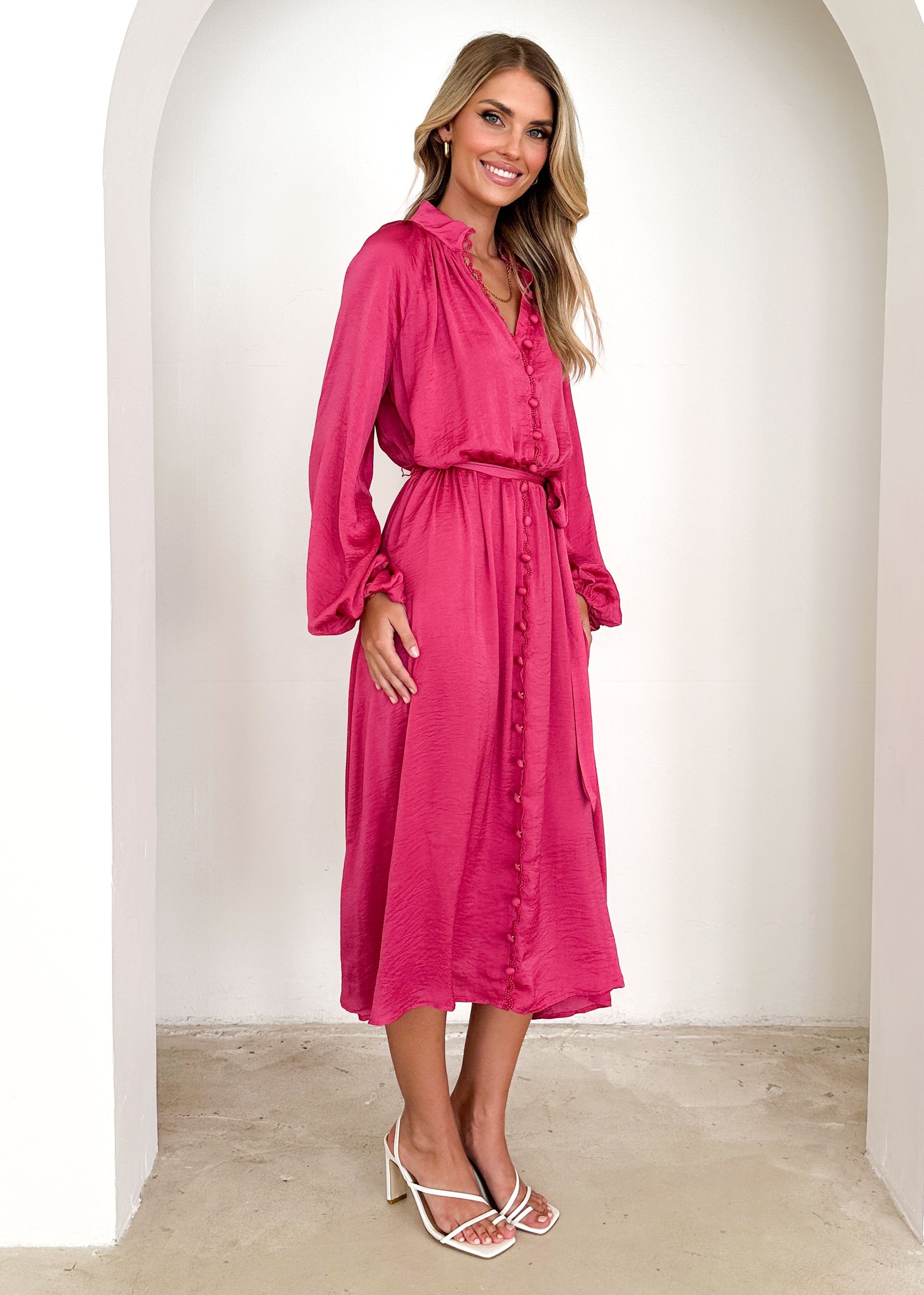 Follina Midi Dress - Magenta