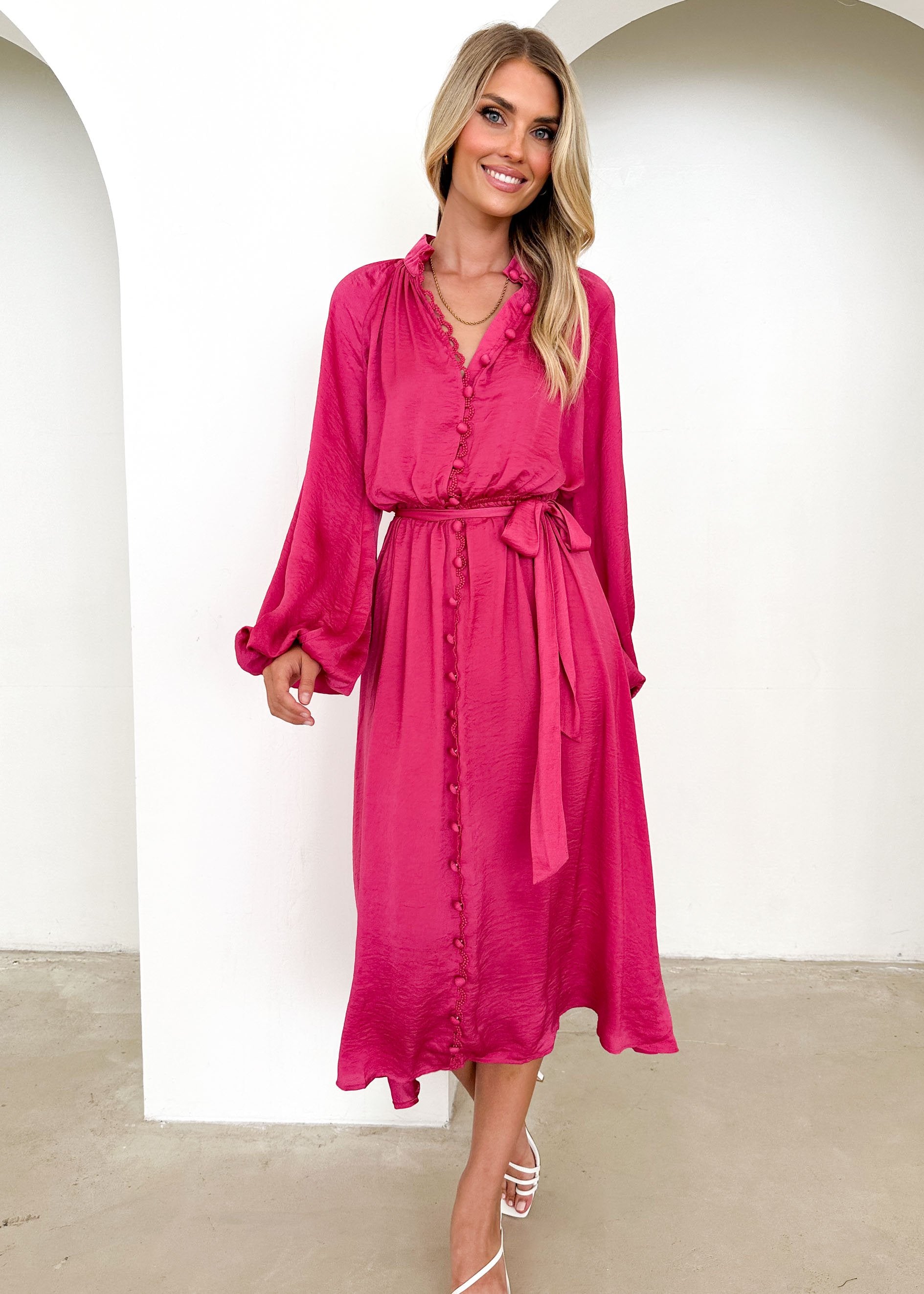 Follina Midi Dress - Magenta