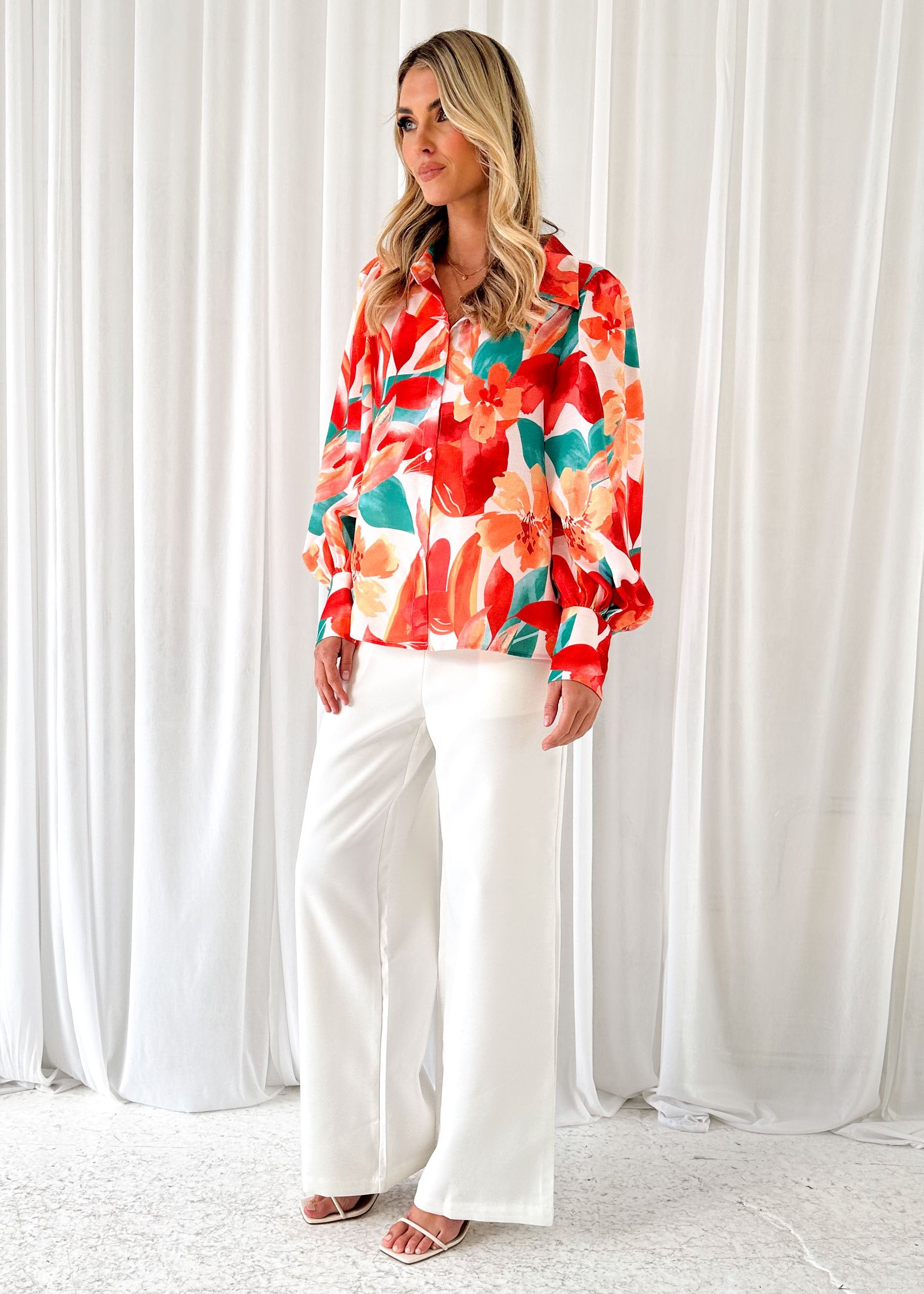 Paulina Shirt - Tangerine Floral