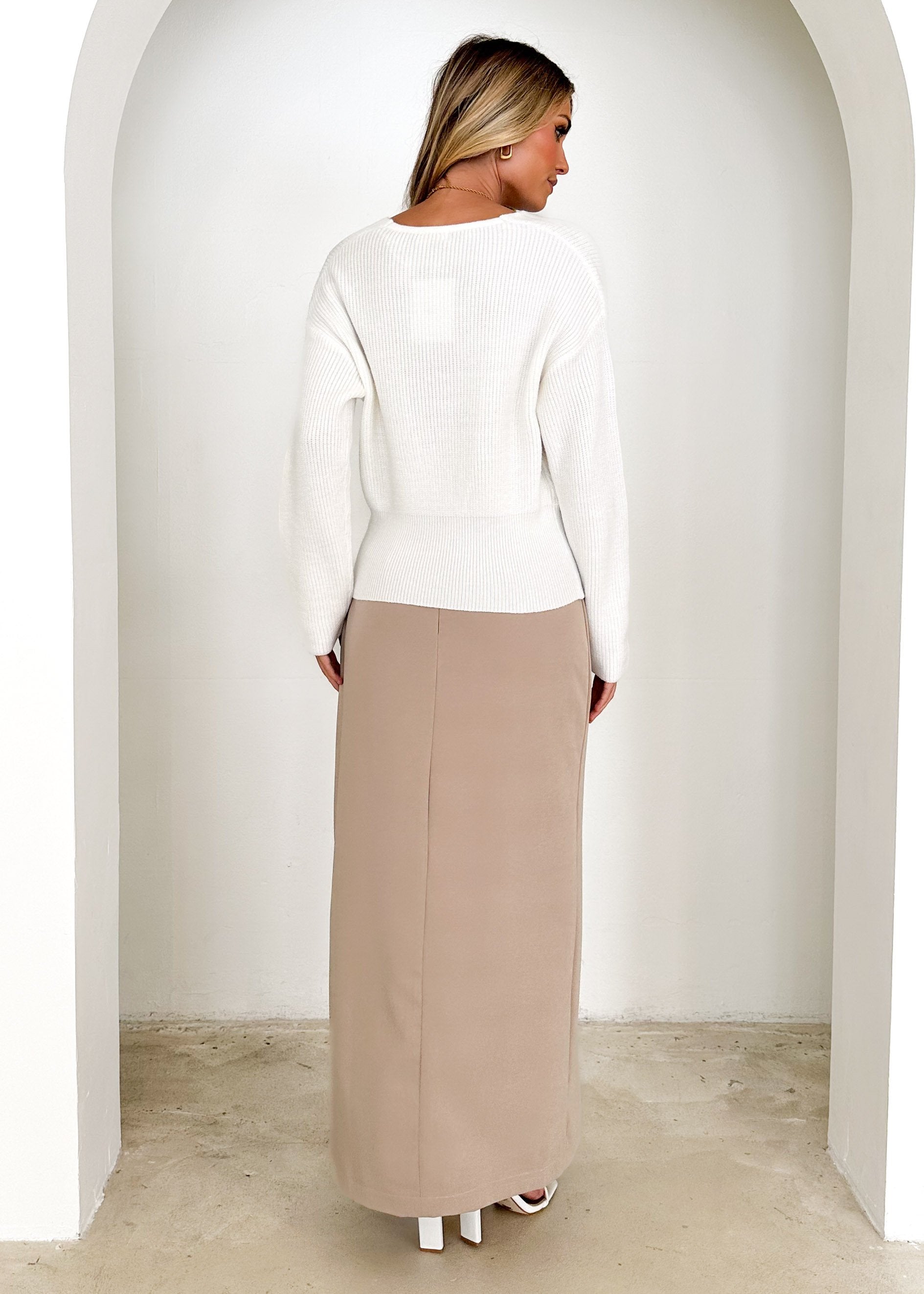 Cattriena Cropped Sweater - Off White