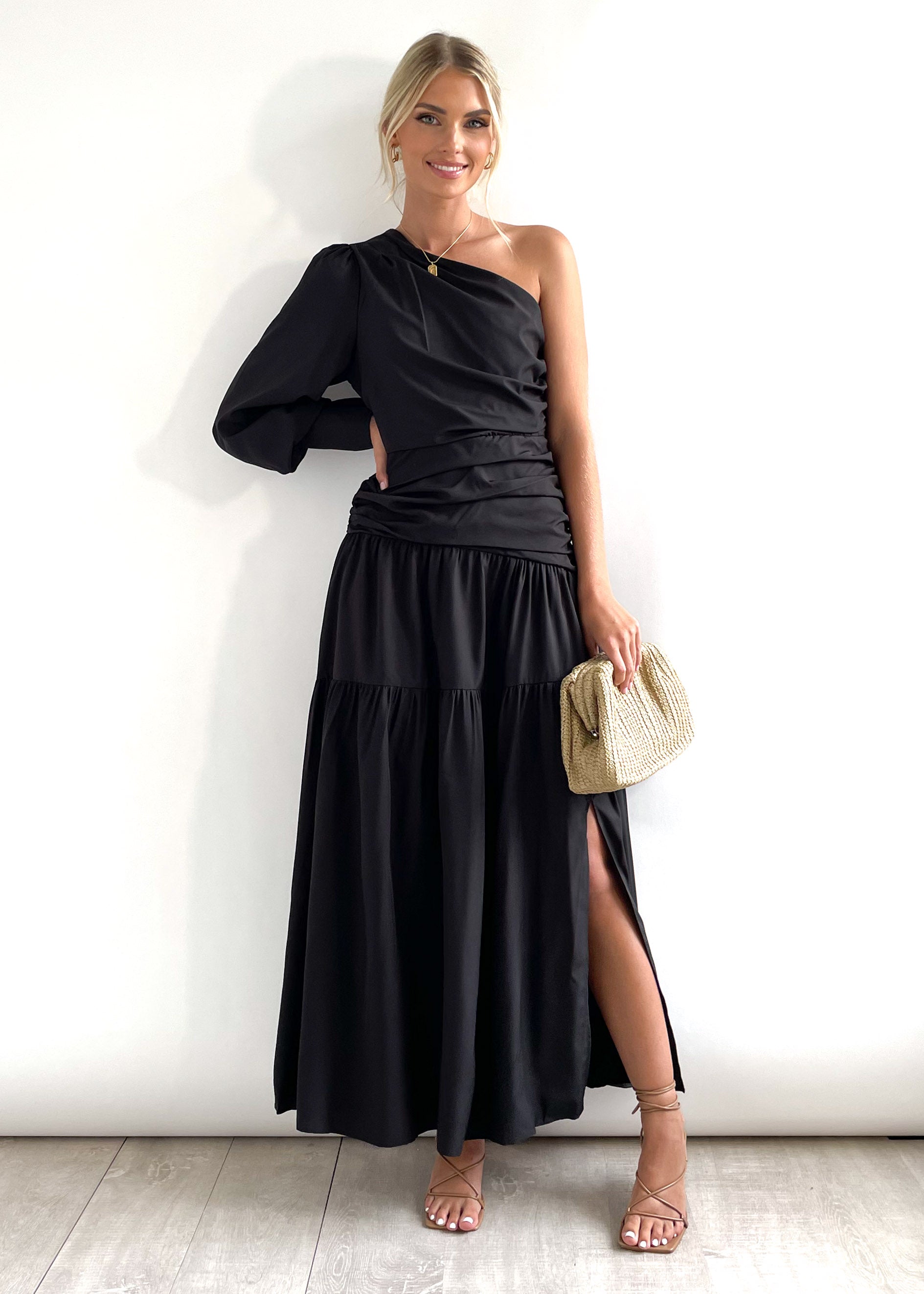 Brynnie One Shoulder Maxi Dress - Black