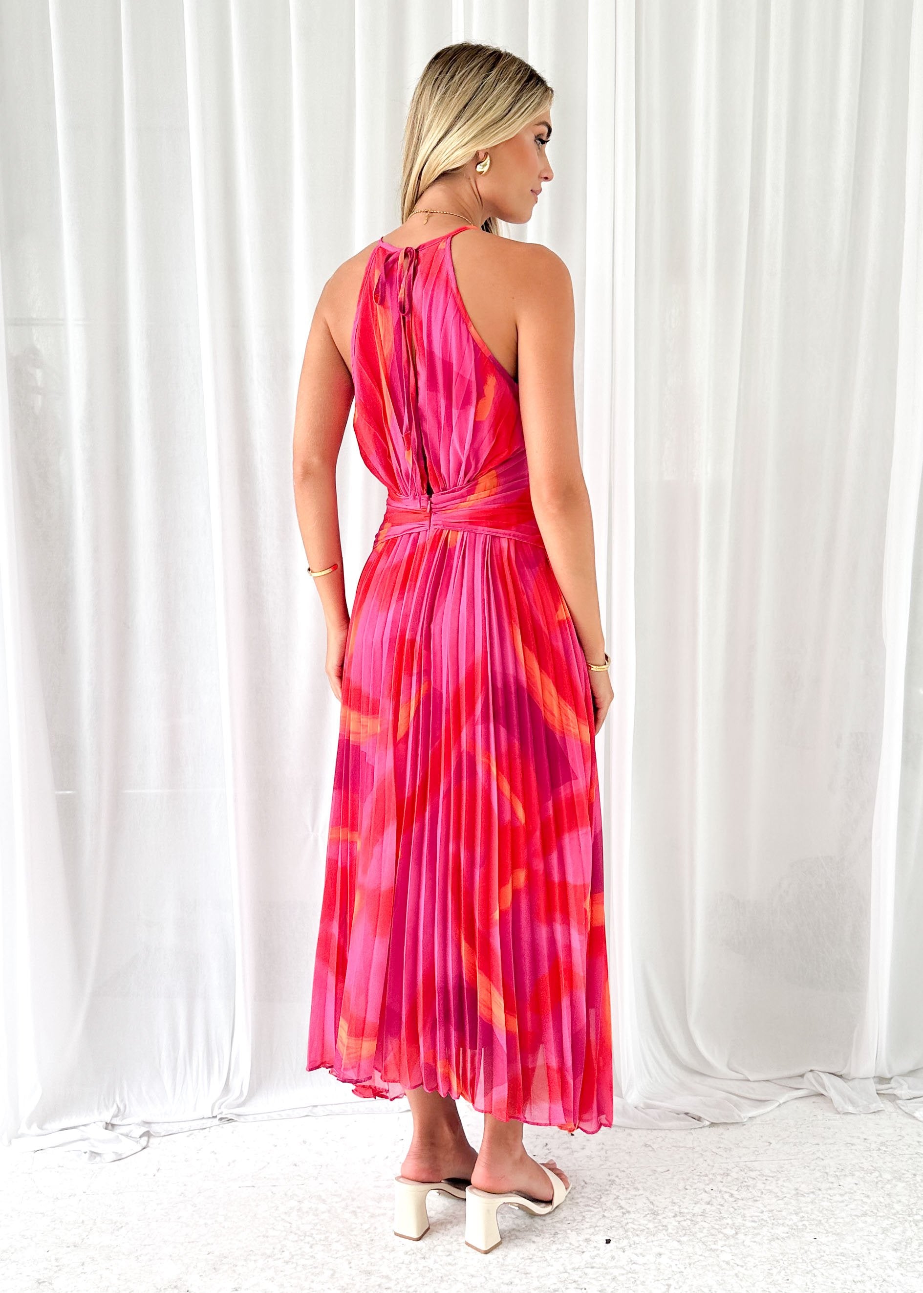 Bettino Midi Dress - Hot Pink Splash
