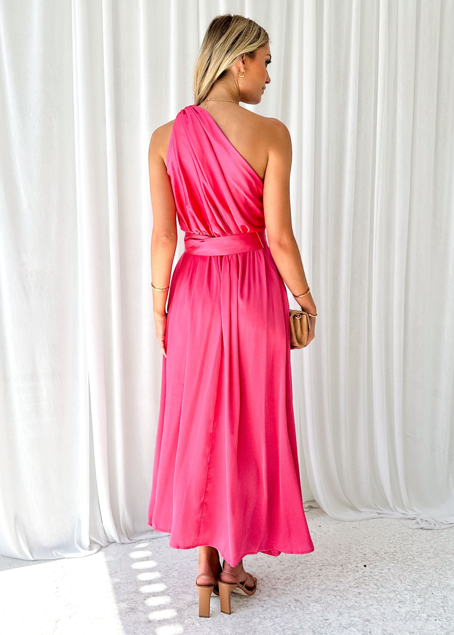 Korah One Shoulder Midi Dress - Pink