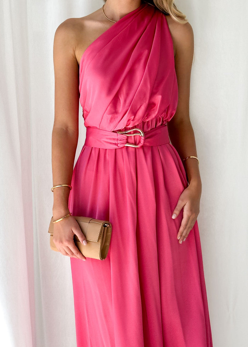 Korah One Shoulder Midi Dress Pink 4528