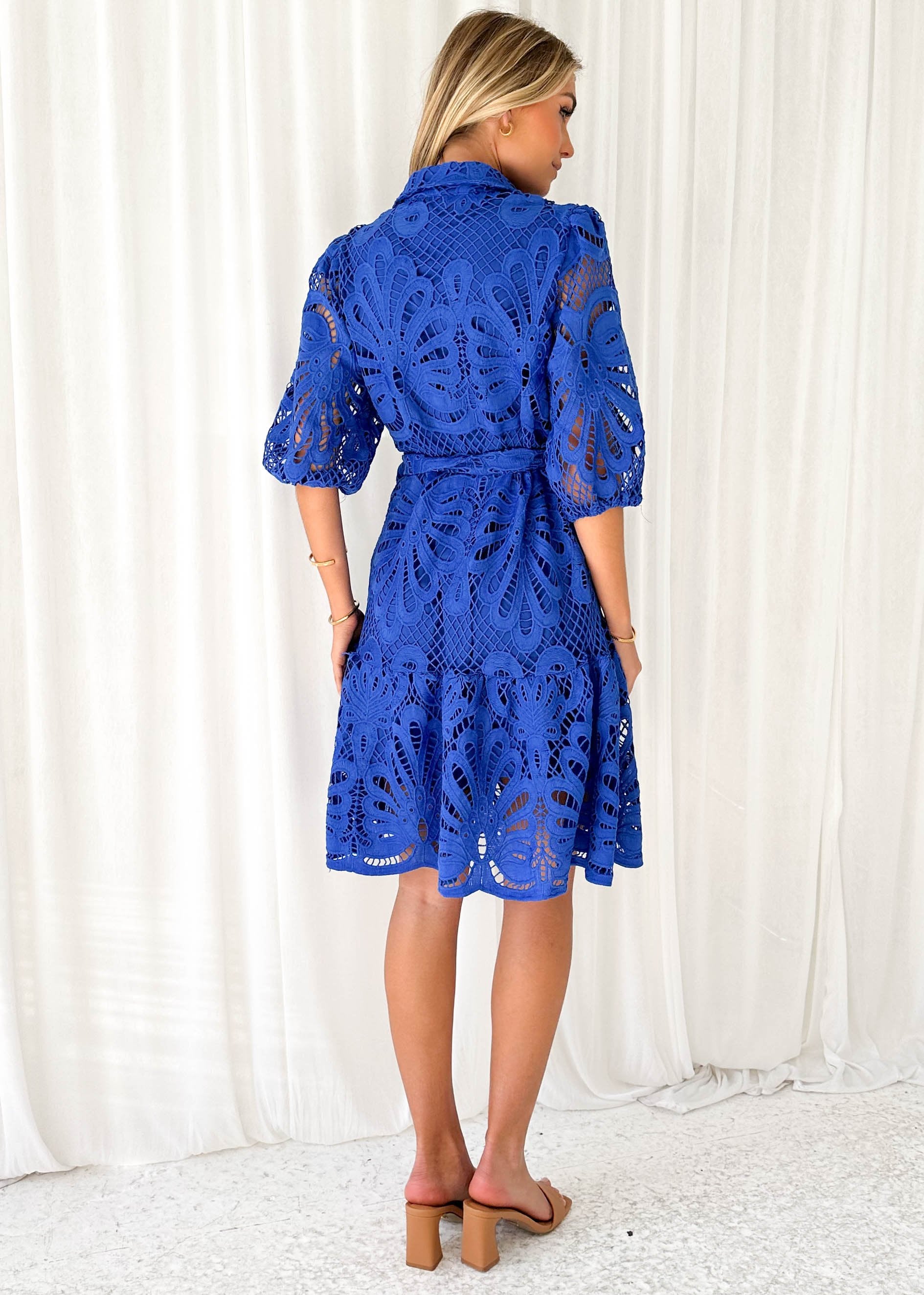 Nence Lace Dress - Cobalt