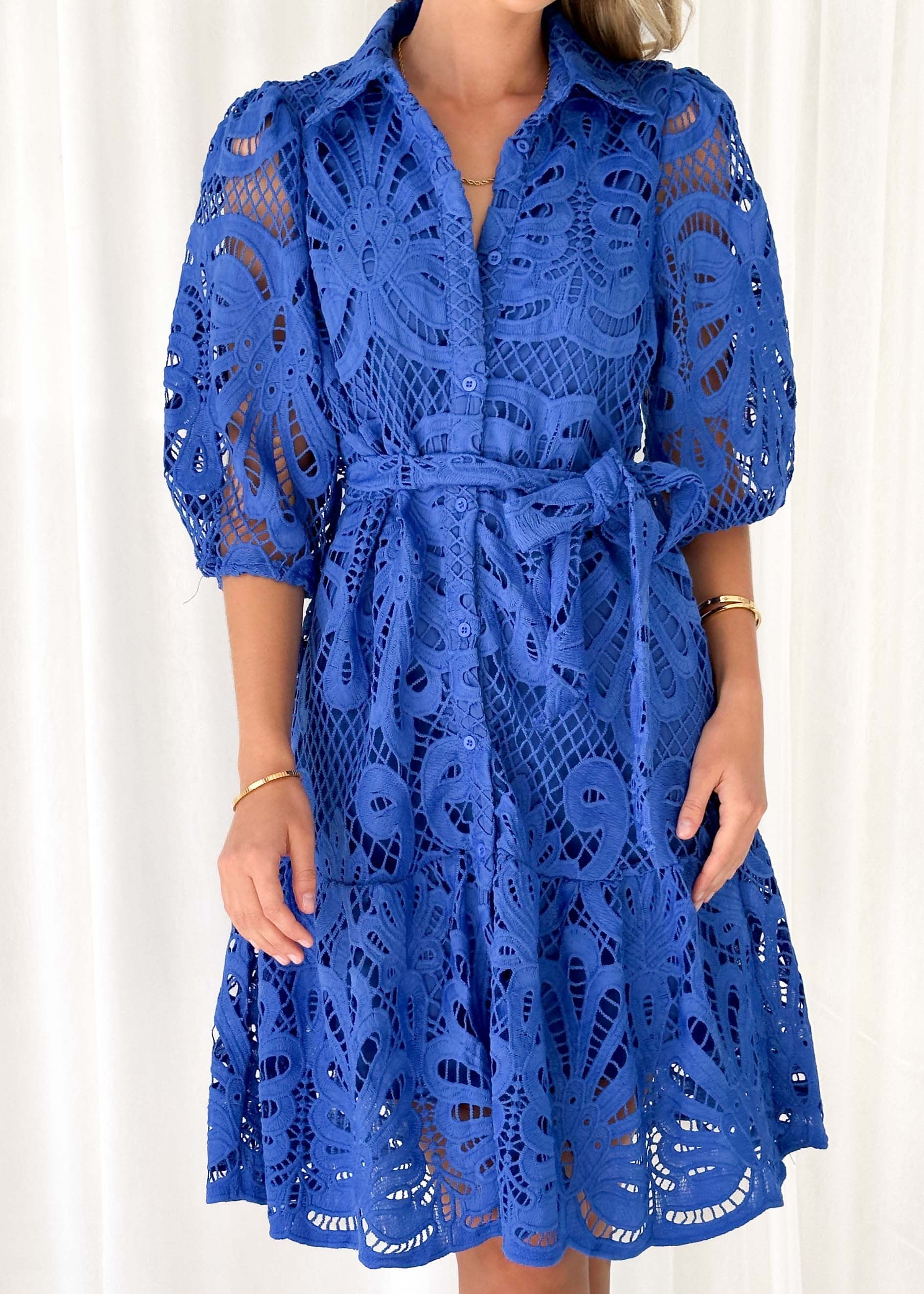 Nence Lace Dress - Cobalt