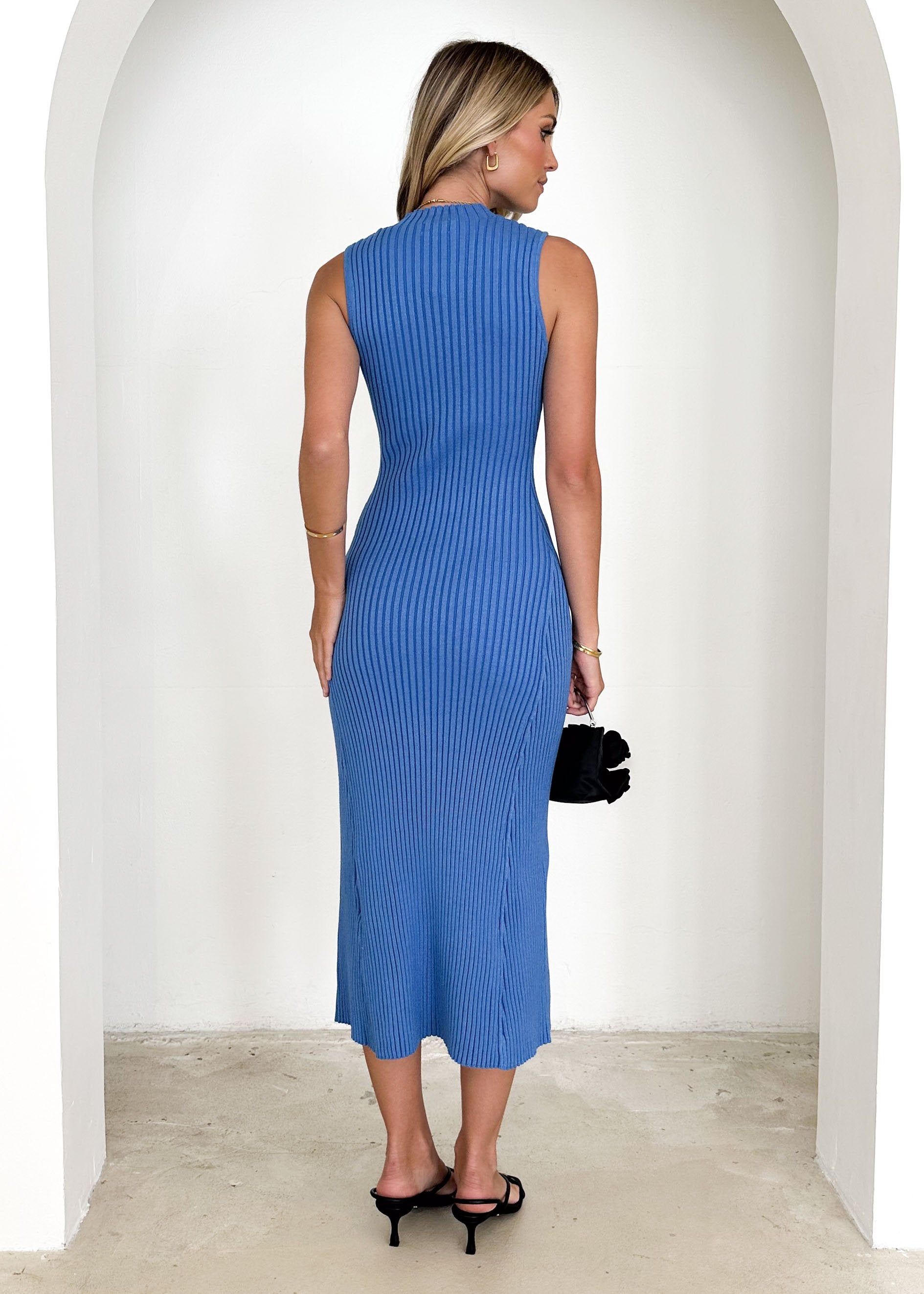 Danicca Knit Midi Dress - Blue