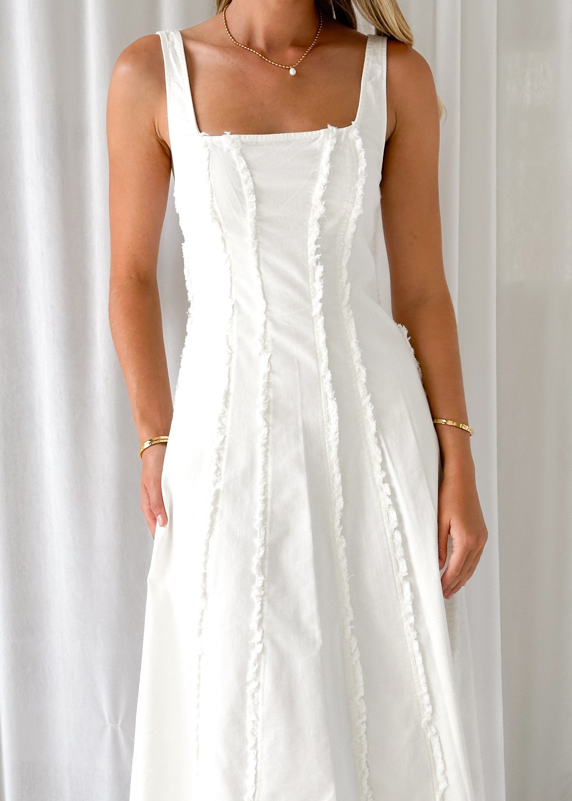 Neeva Stretch Denim Midi Dress - Off White