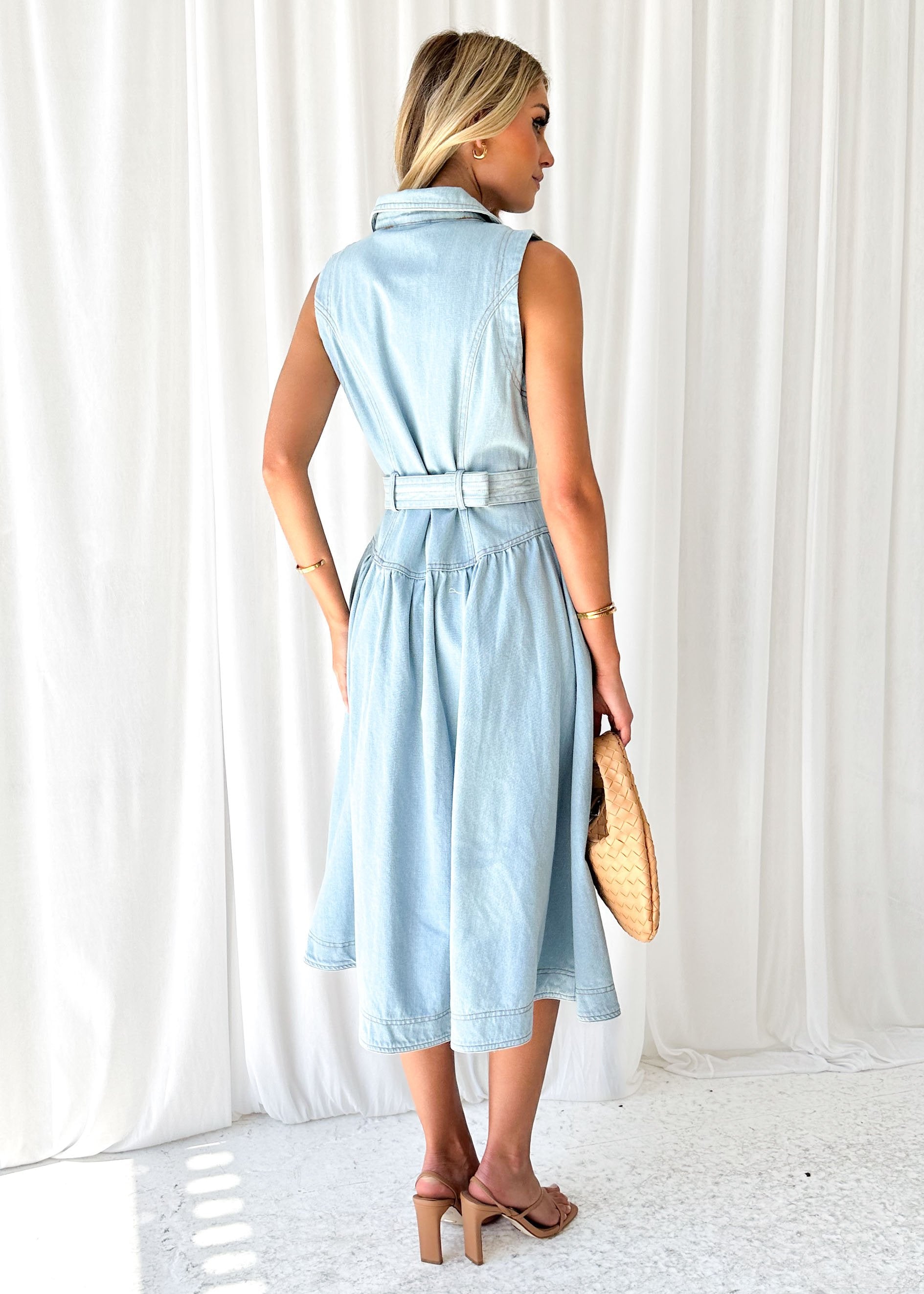 Carazon Denim Midi Dress - Light Blue