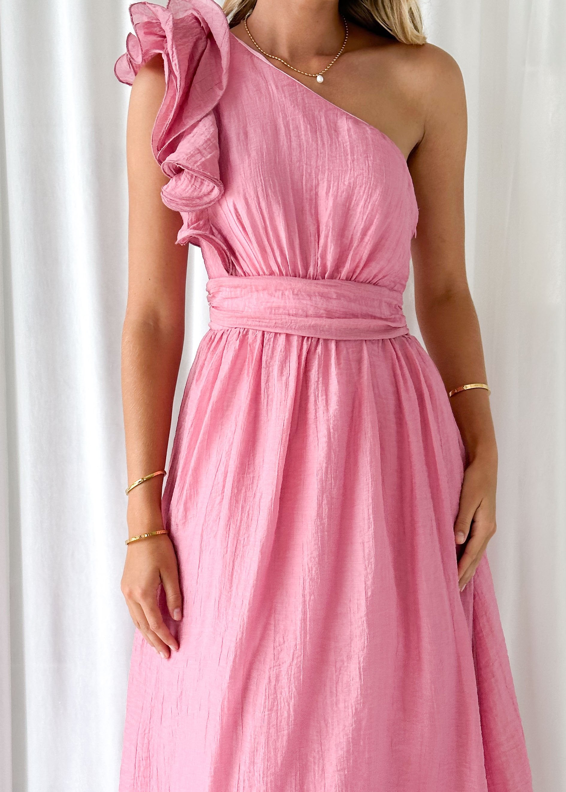 Iksie One Shoulder Maxi Dress - Pink